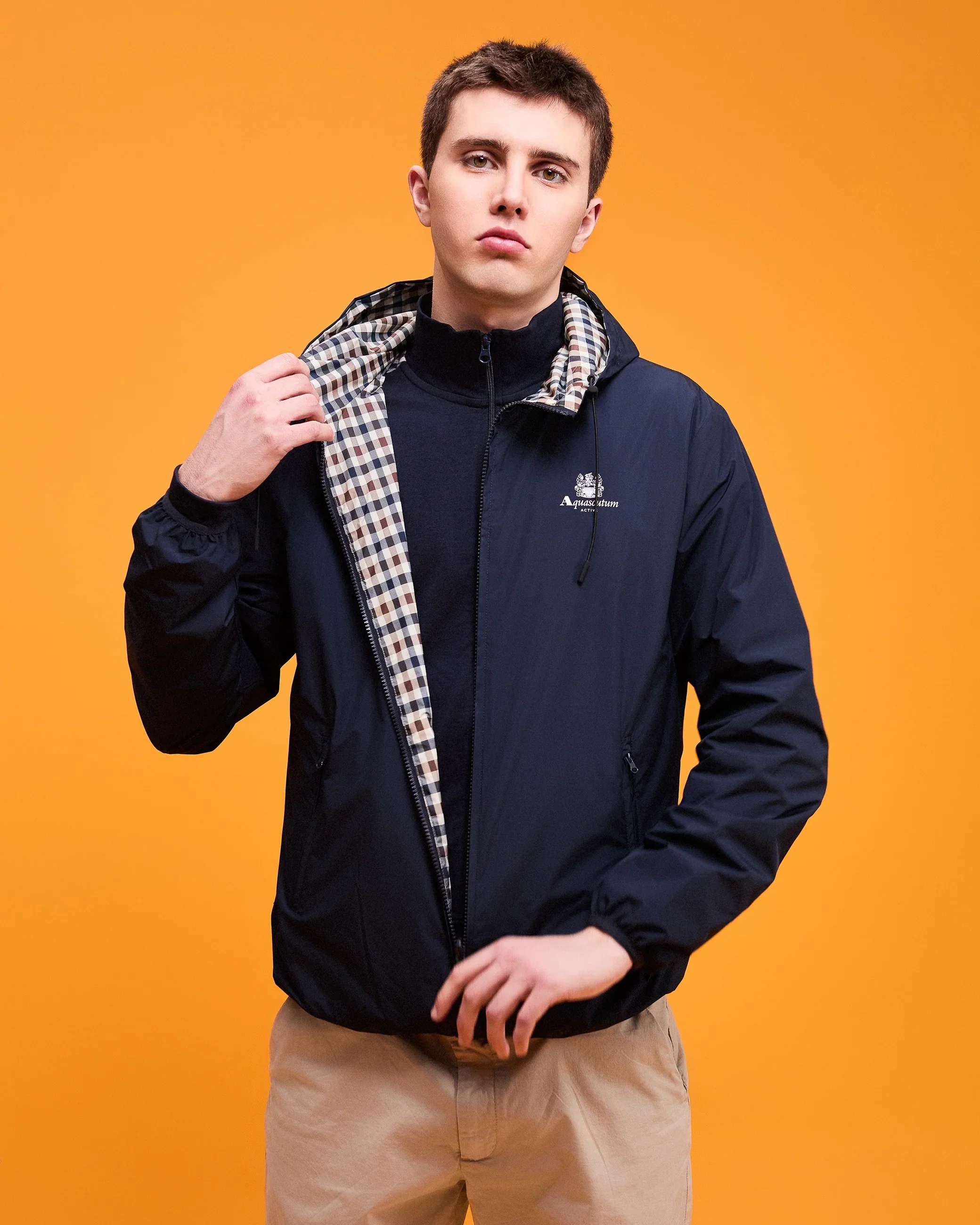 Aquascutum Active Hooded Sailor Reversible Jacket Navy - Image 2