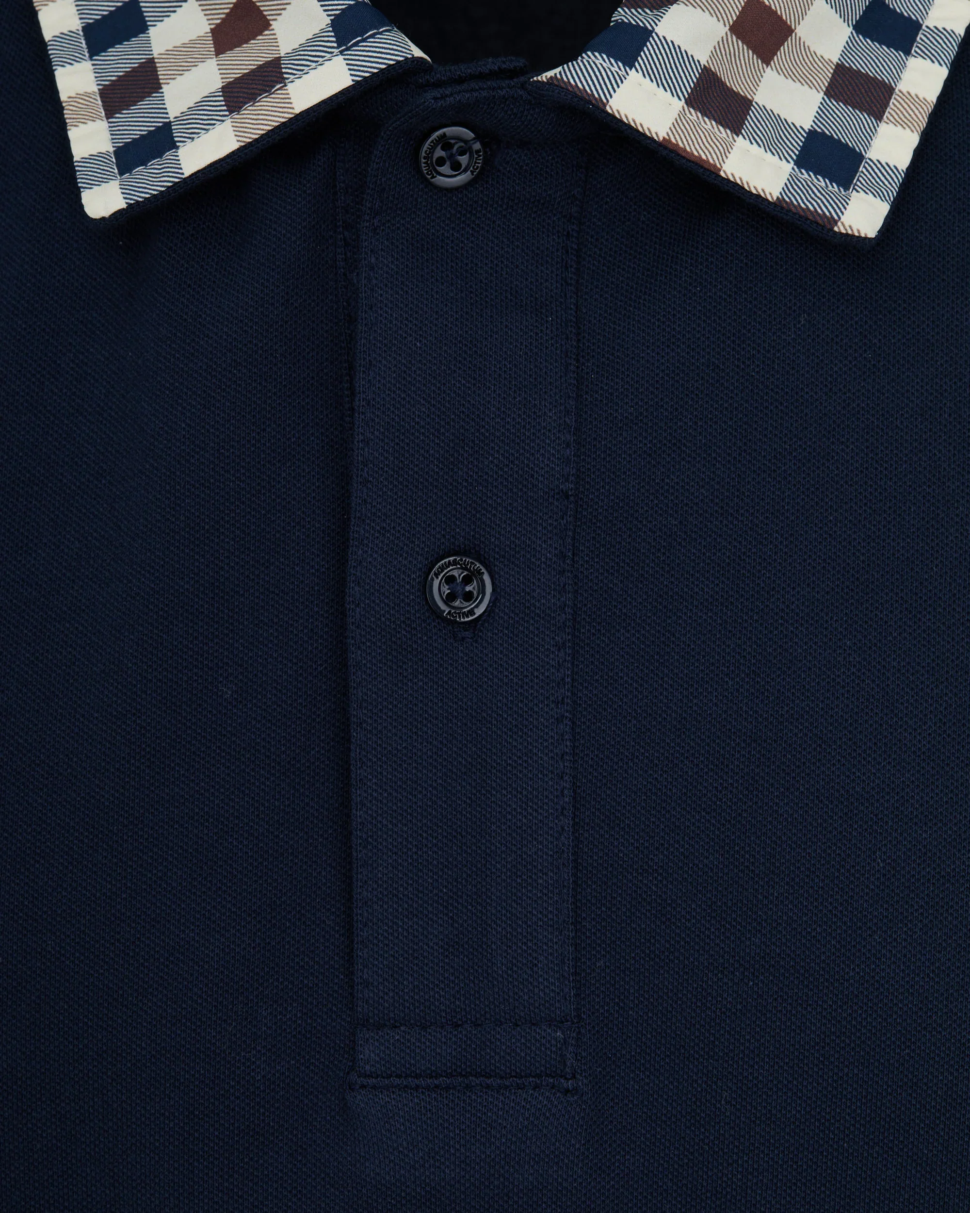 Aquascutum Club Check Collar Polo Navy - Image 2