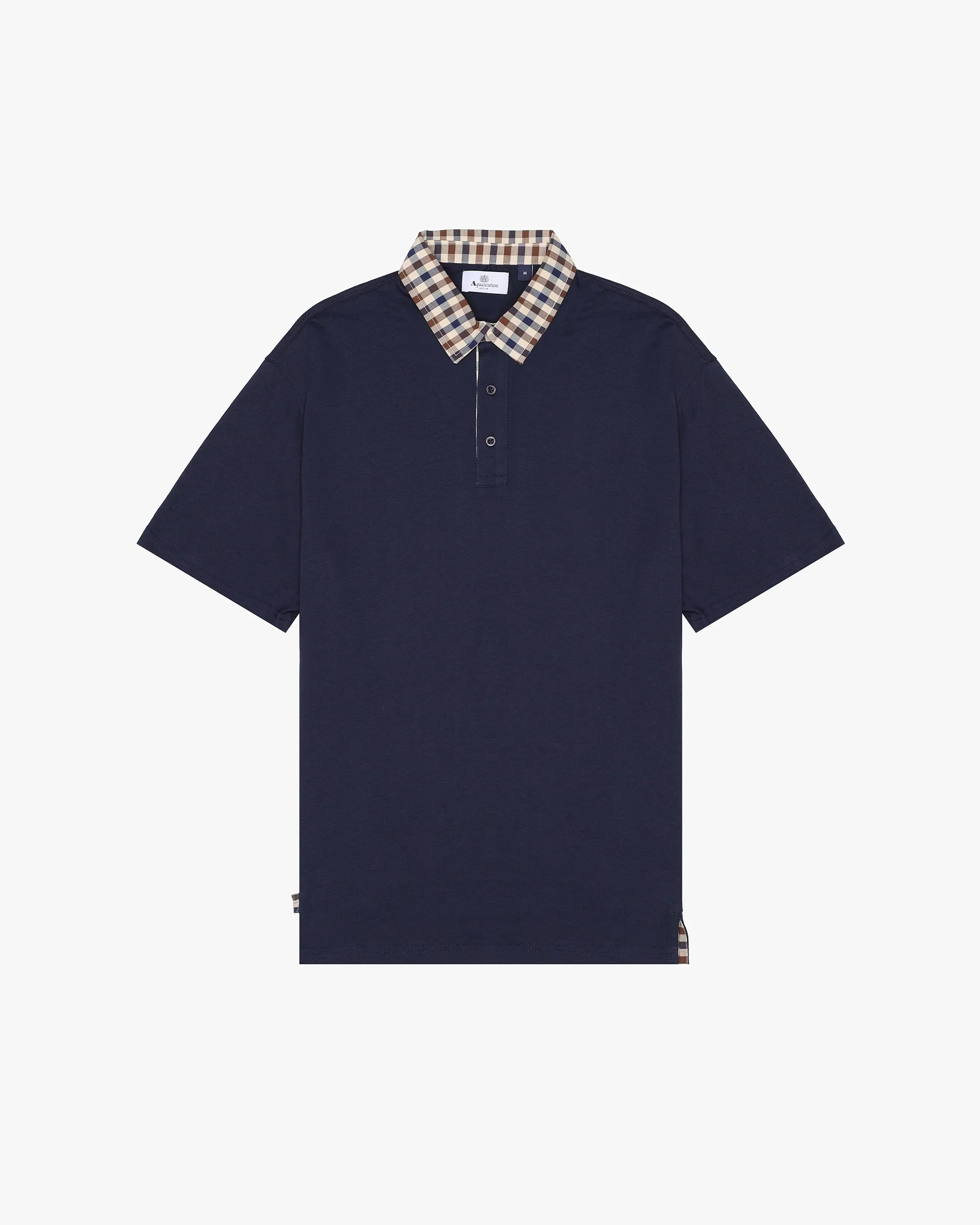 Aquascutum Club Check Collar Polo Navy - Image 2
