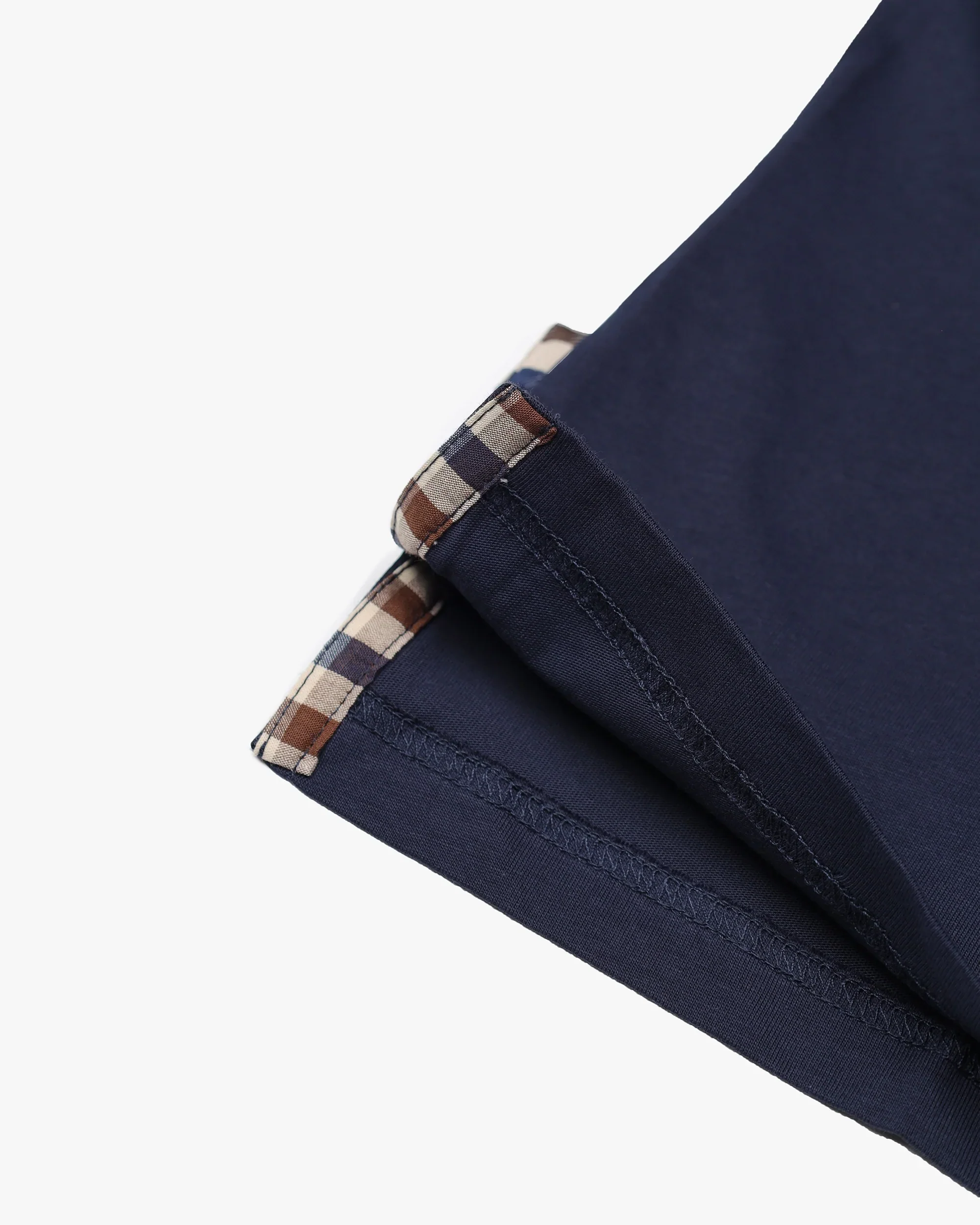 Aquascutum Club Check Collar Polo Navy - Image 3
