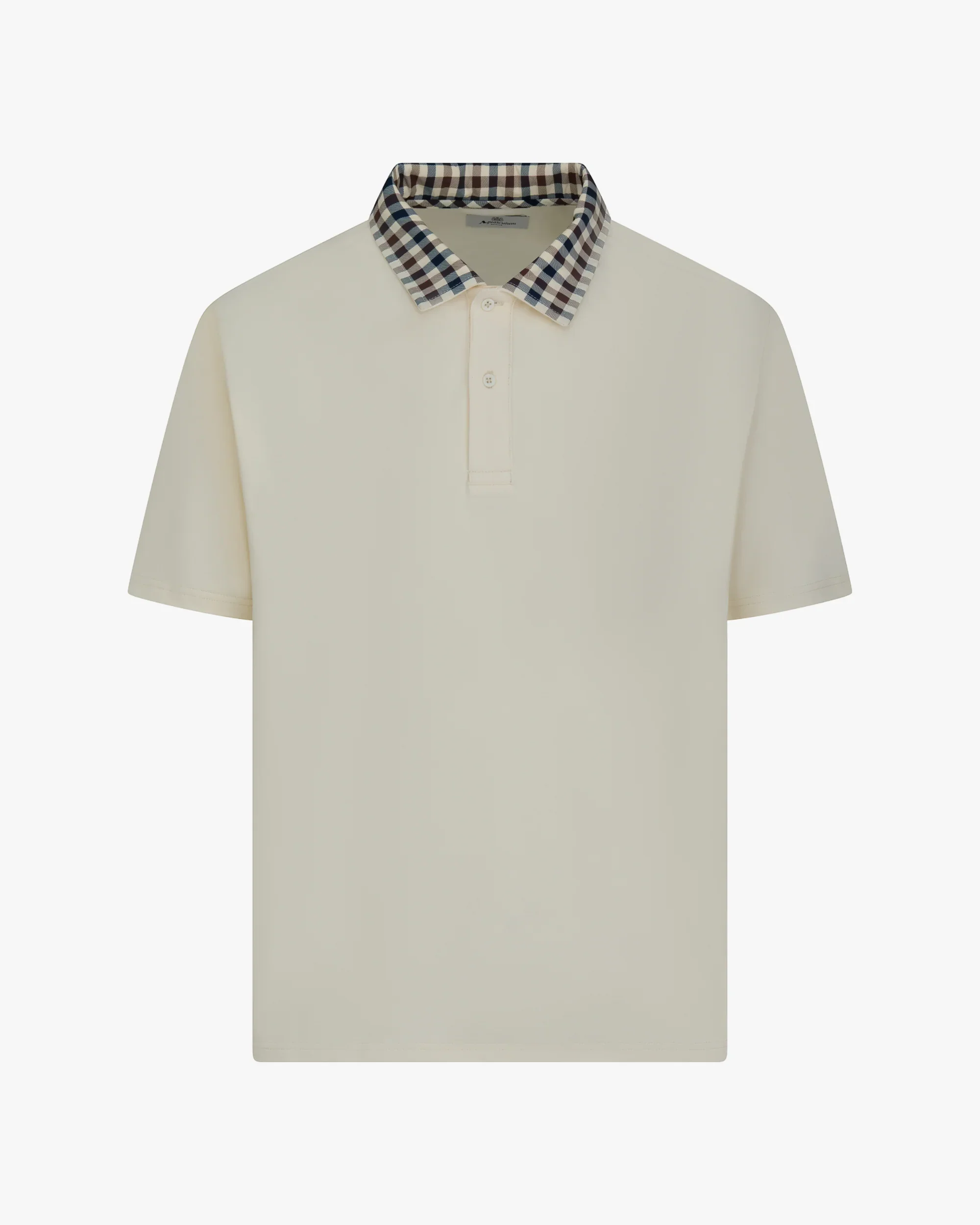 Aquascutum Club Check Collar Polo Old White
