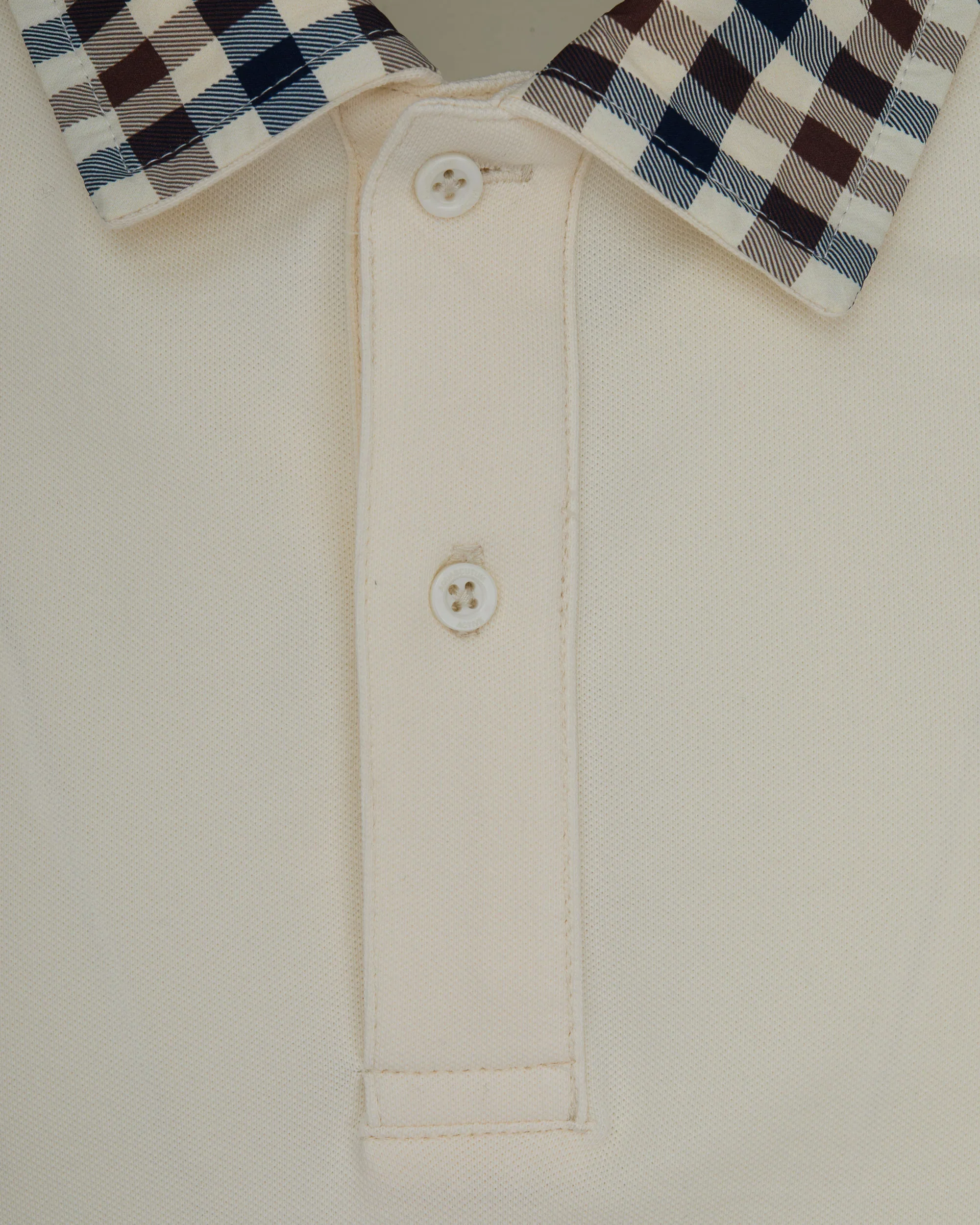 Aquascutum Club Check Collar Polo Old White - Image 2