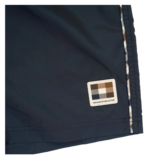 Aquascutum Club Check Piping Beach Shorts Navy - Image 3