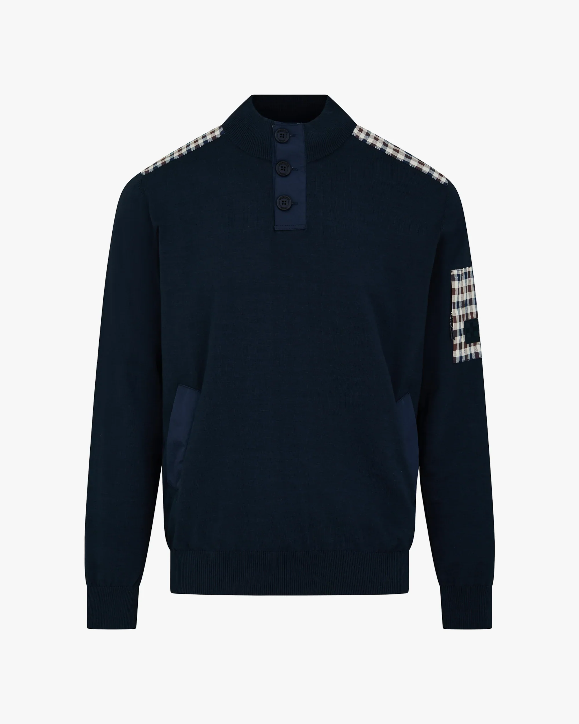 Aquascutum Cotton Lamina Mock Neck Navy