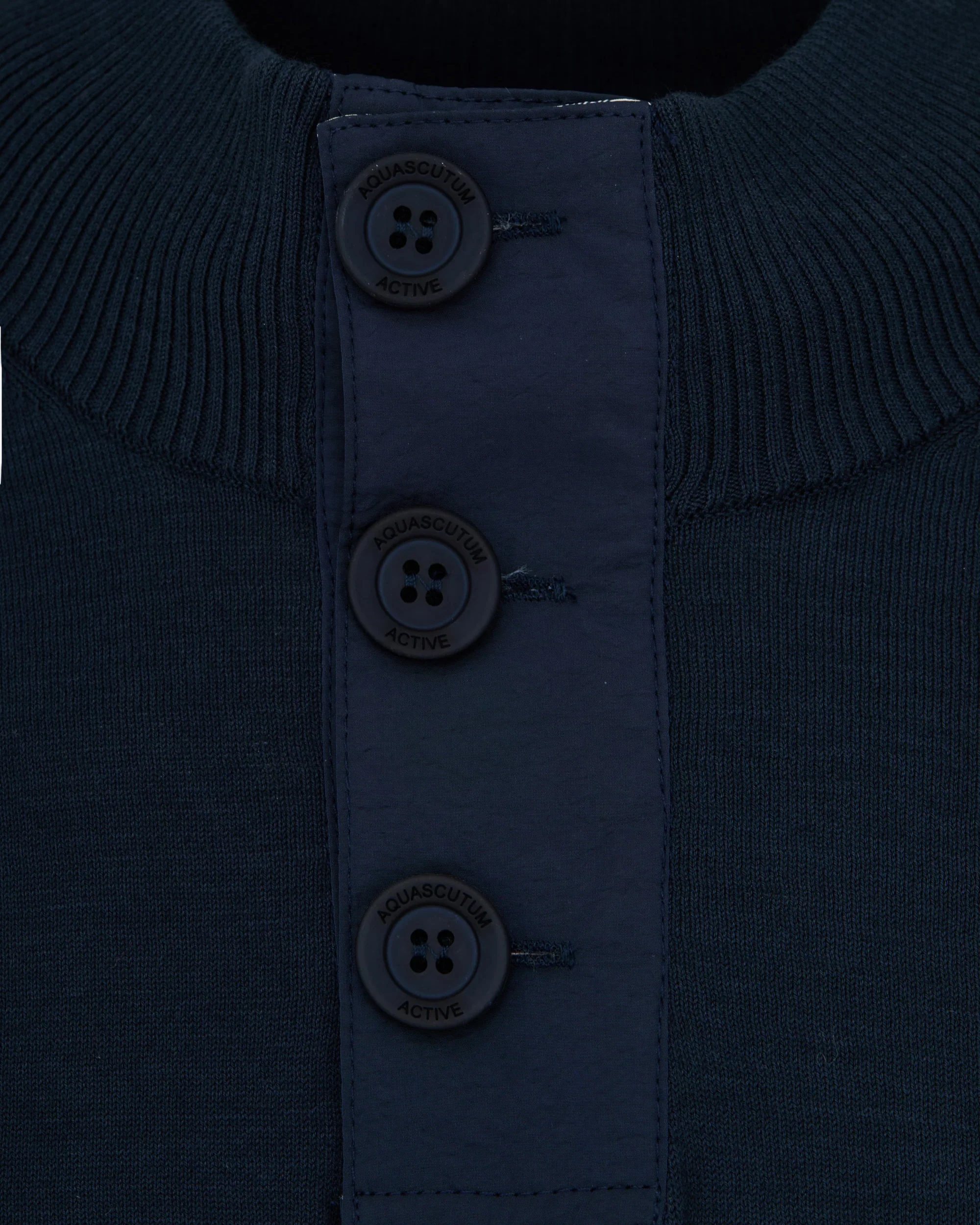 Aquascutum Cotton Lamina Mock Neck Navy - Image 2