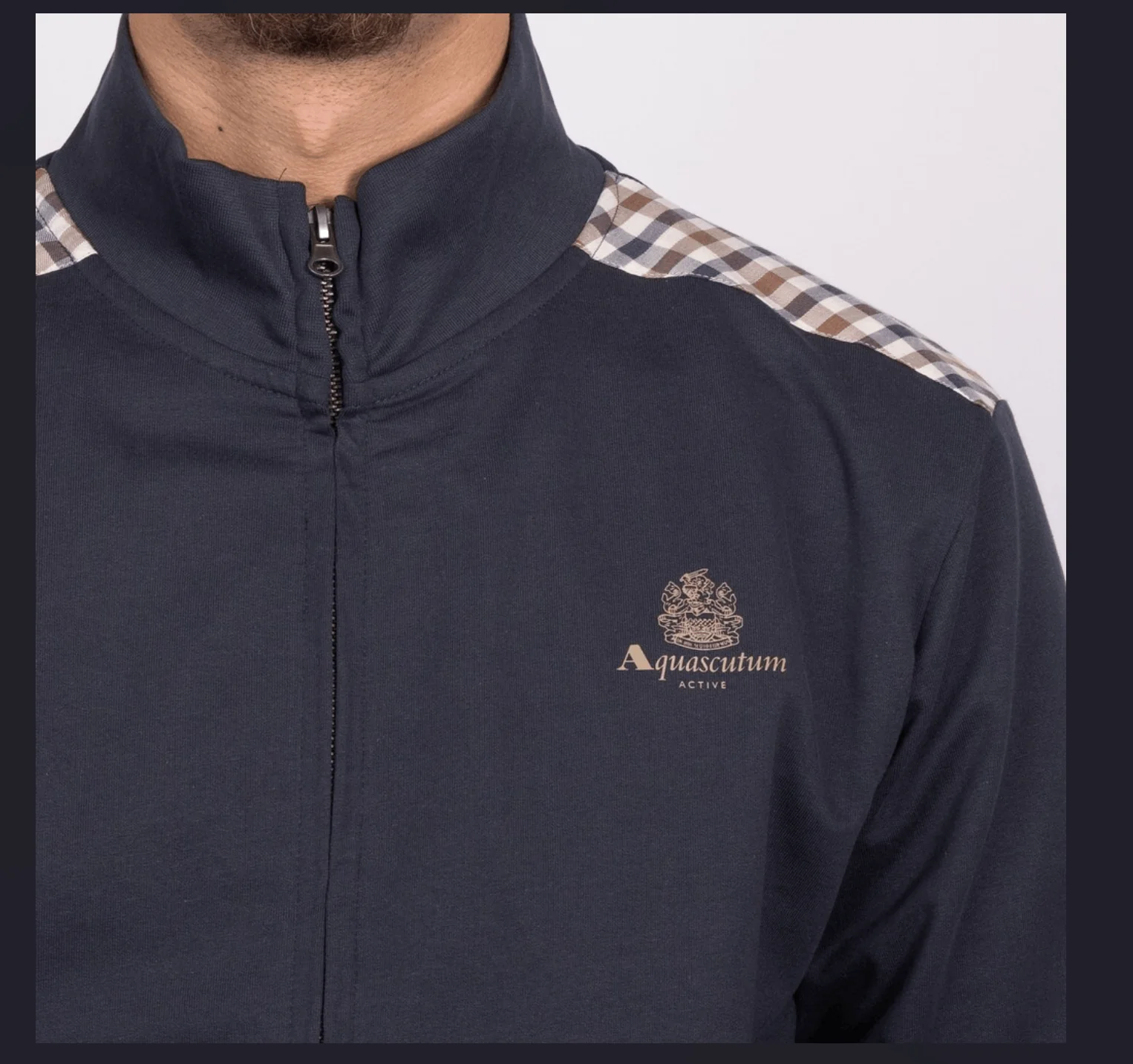 Aquascutum Full Zip Mockneck Club Check - Image 2
