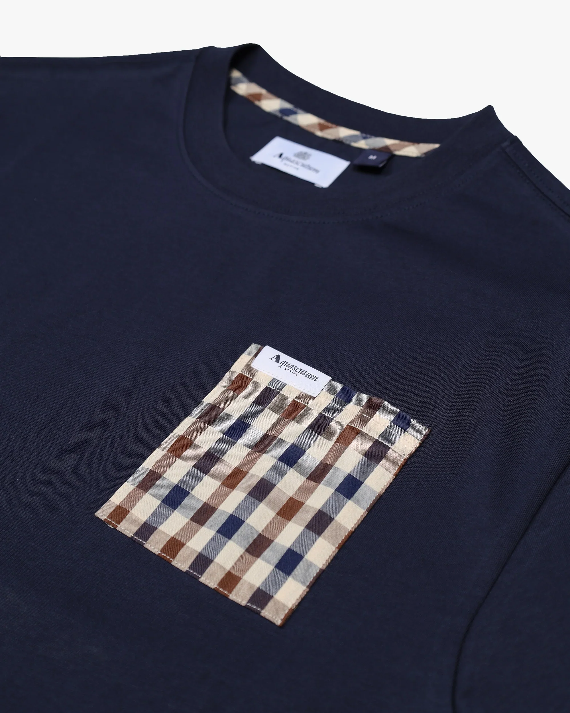 Aquascutum Iconic Club Check Pocket T-Shirt Navy