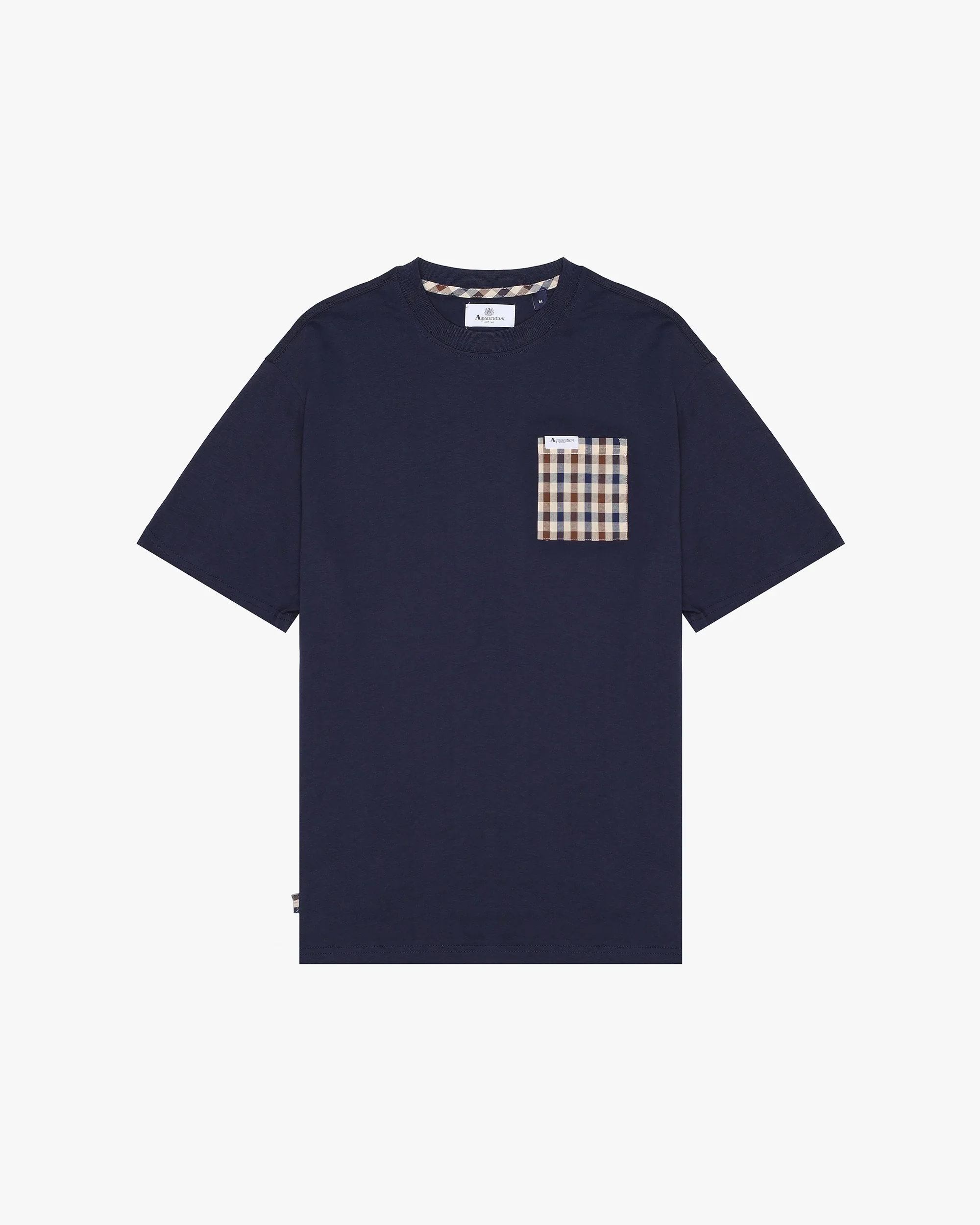 Aquascutum Iconic Club Check Pocket T-Shirt Navy - Image 2