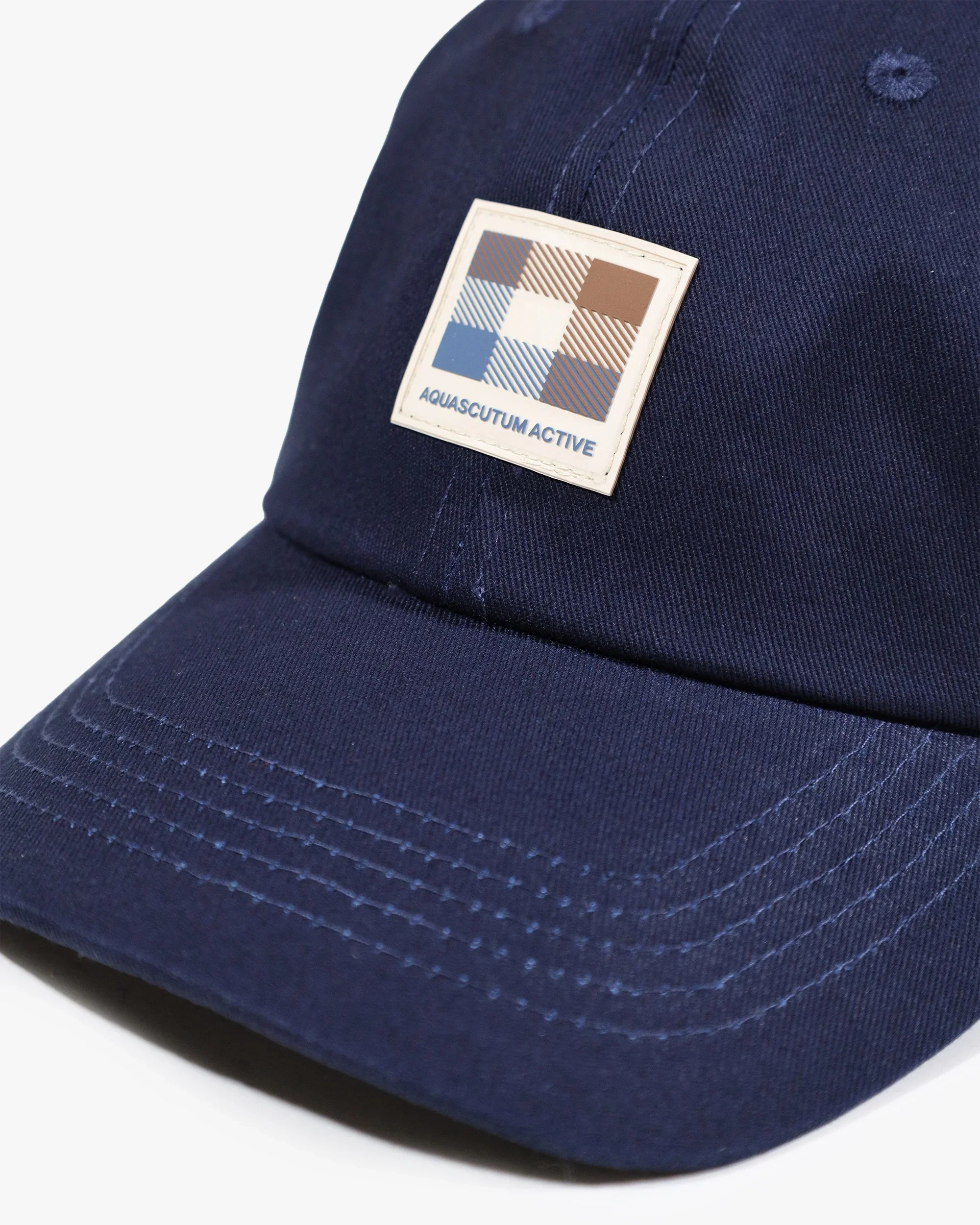 Aquascutum Iconic Rubber Patch Baseball Cap Navy - Image 4