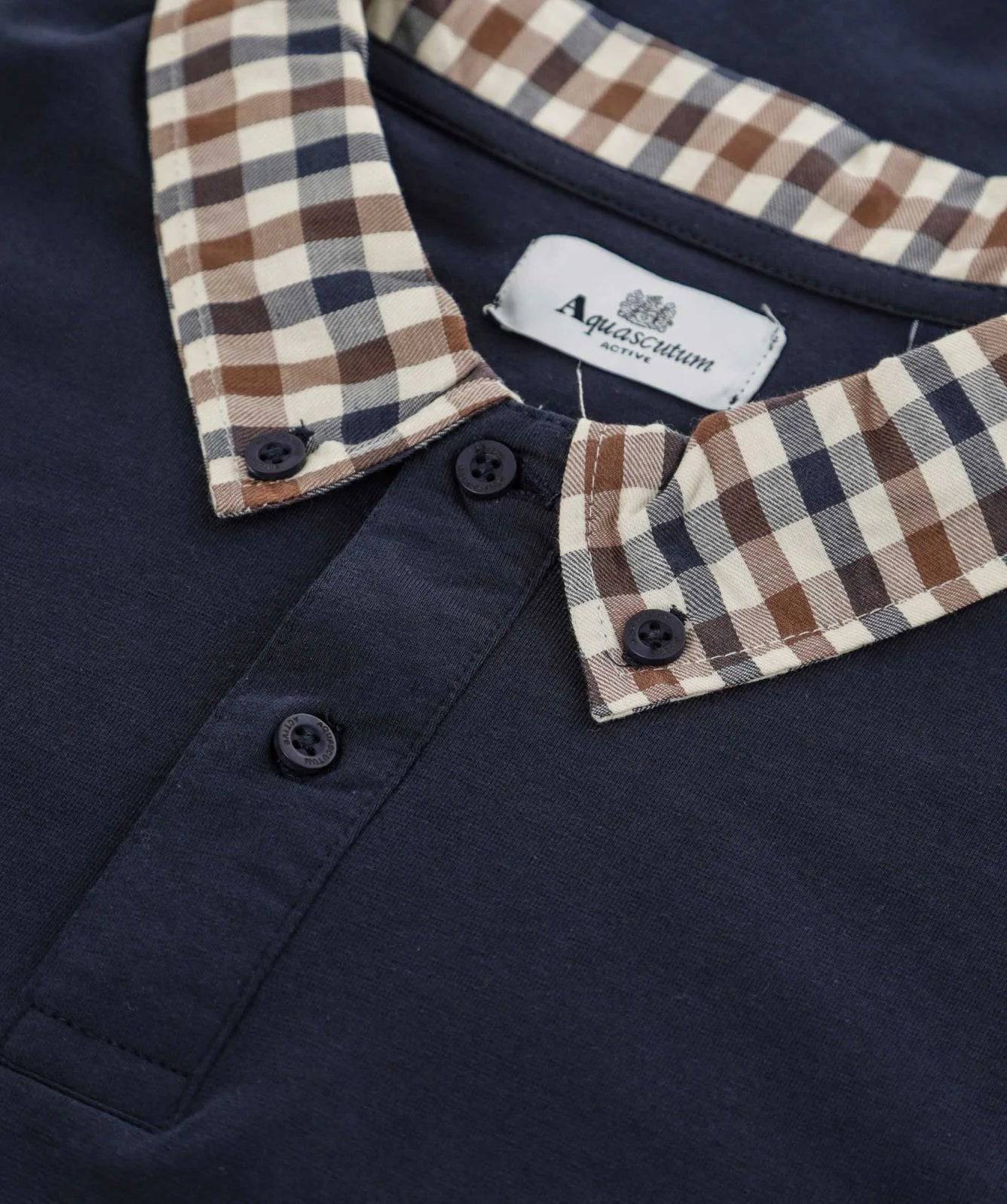 Aquascutum Supima Club Check Collar Polo - Image 2
