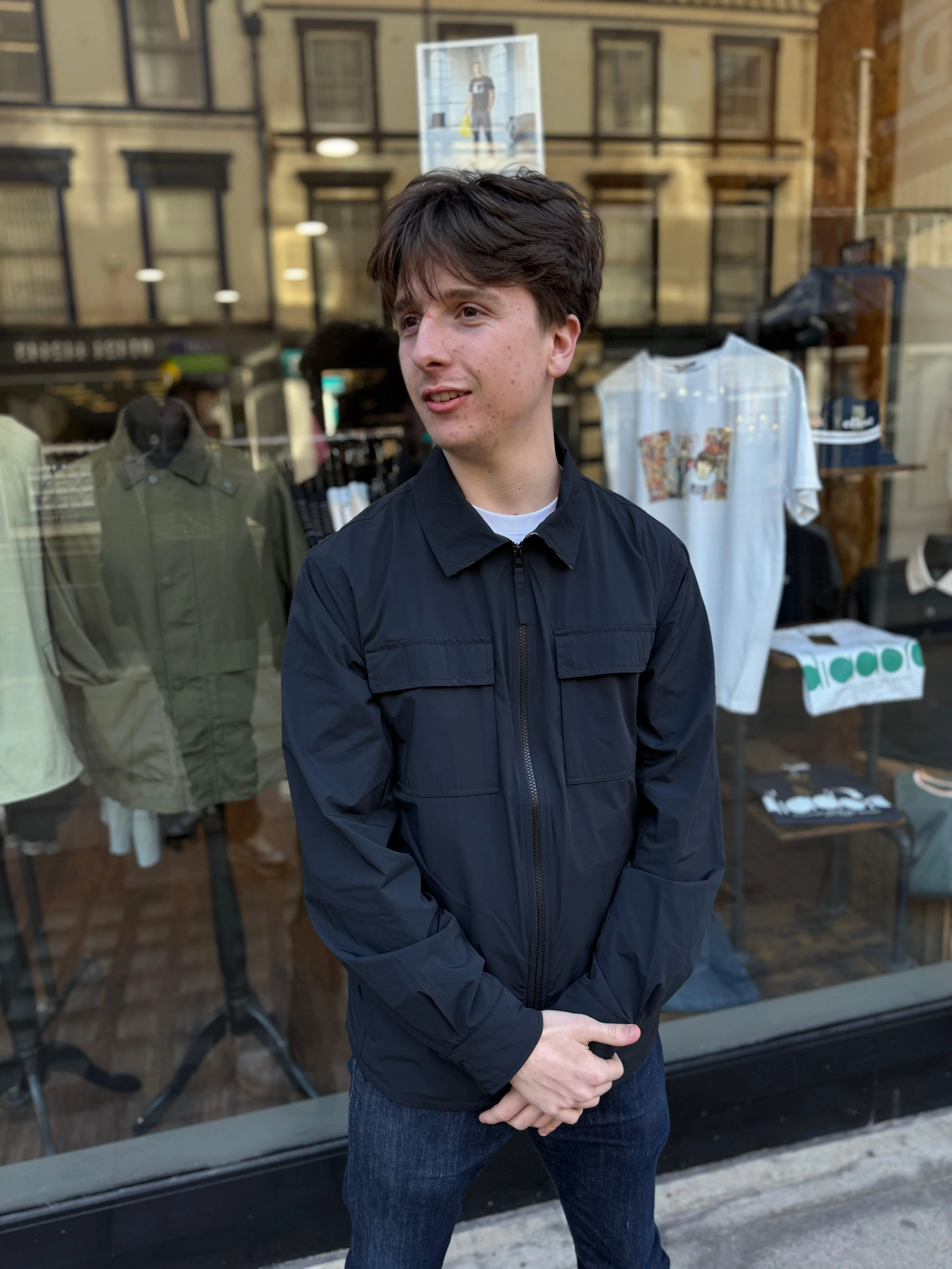 Aquascutum Zip Up Overshirt Black