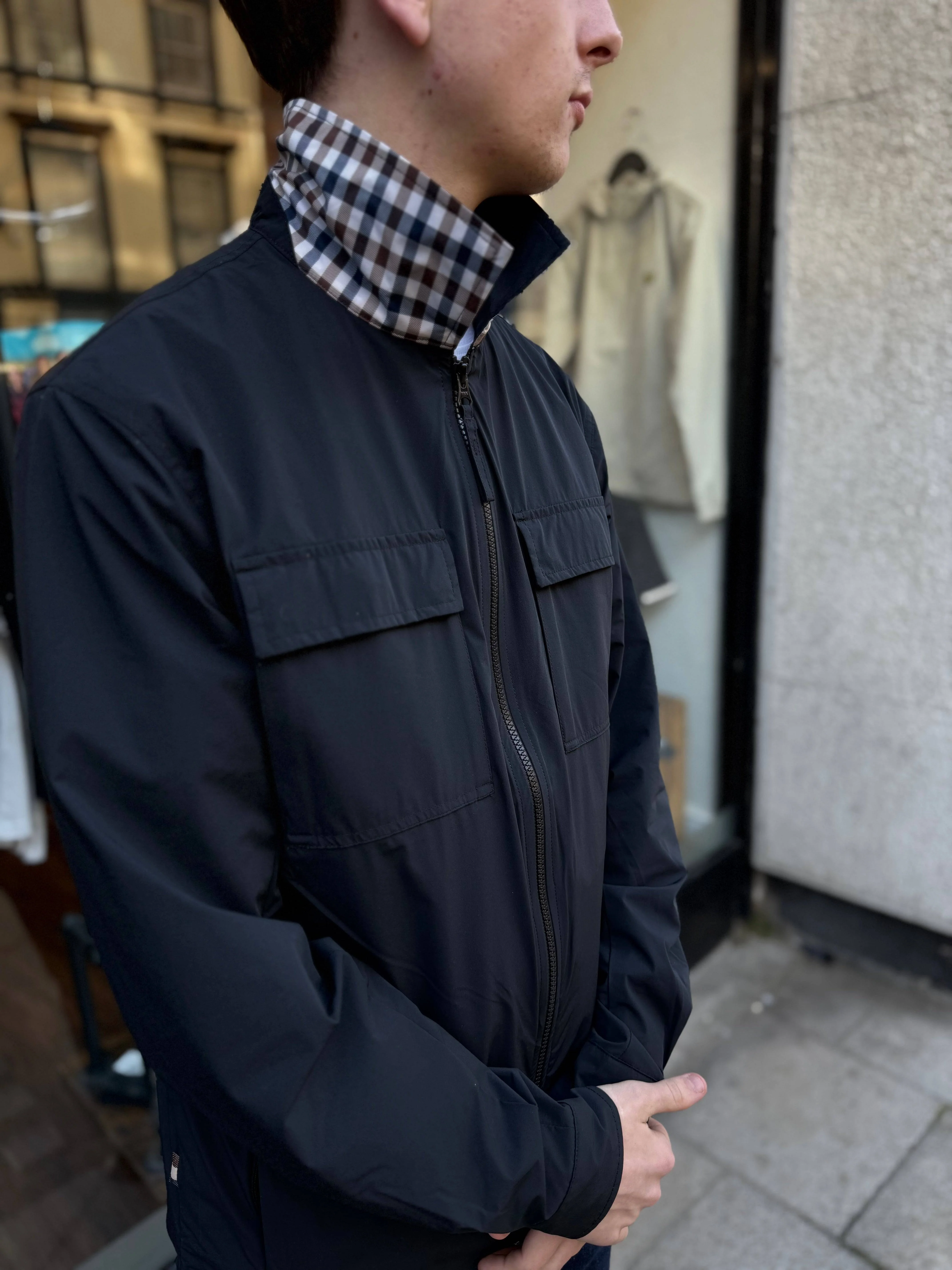 Aquascutum Zip Up Overshirt Black - Image 2