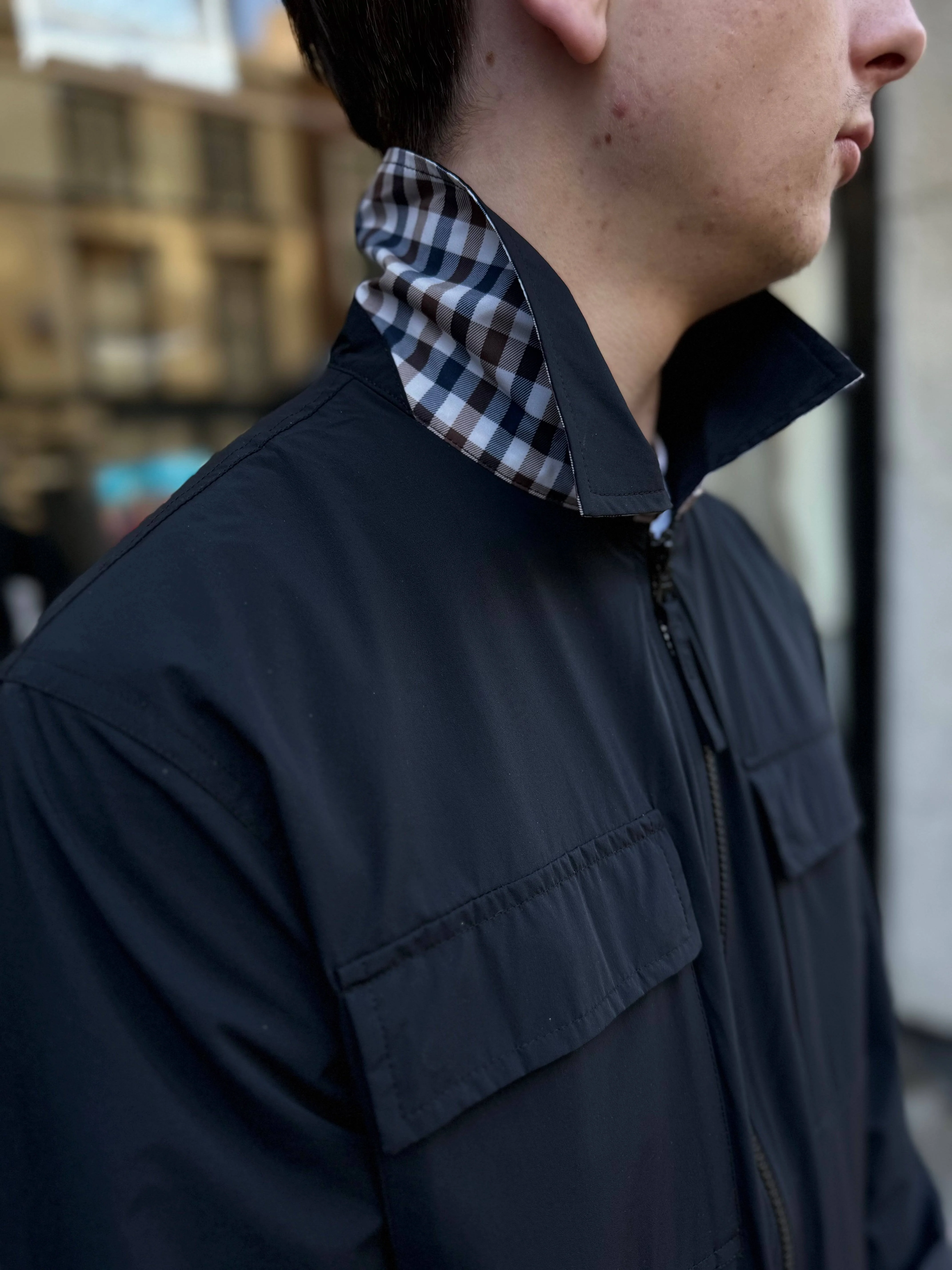 Aquascutum Zip Up Overshirt Black - Image 3