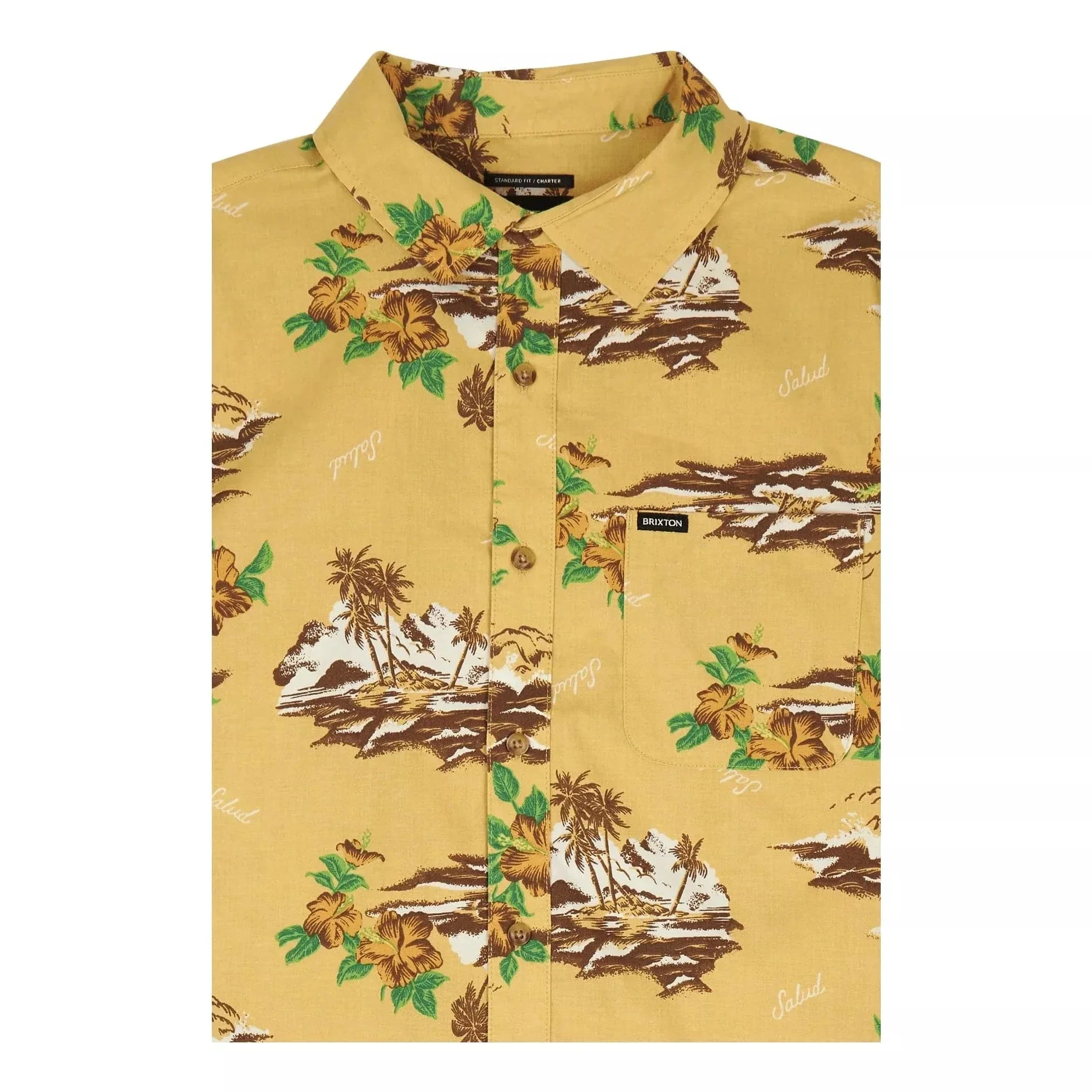 Brixton Charter Print SS Shirt In Straw/ Paradise - Image 3