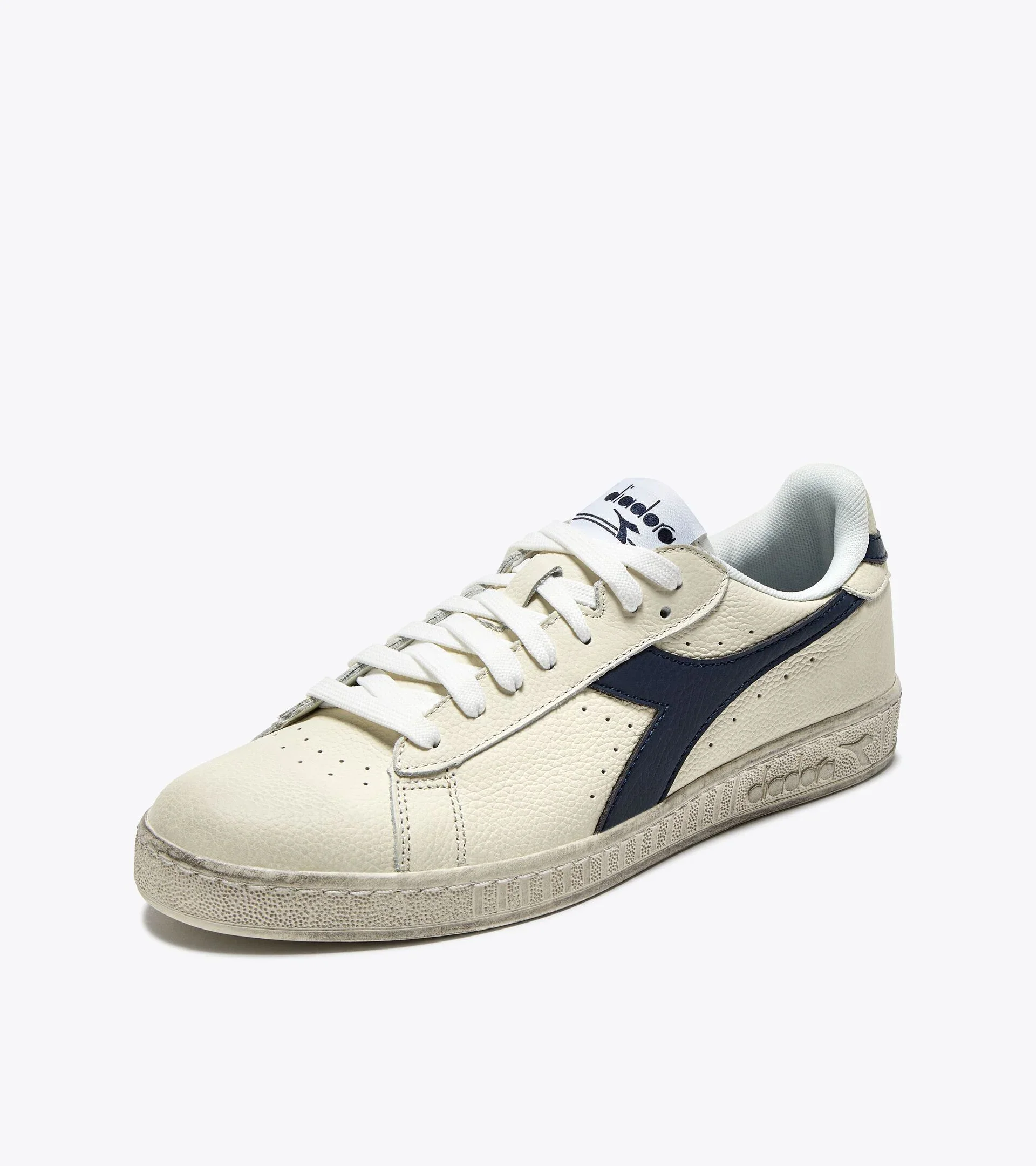 Diadora Game L Low Waxed White/Blue Caspian Sea - Image 4