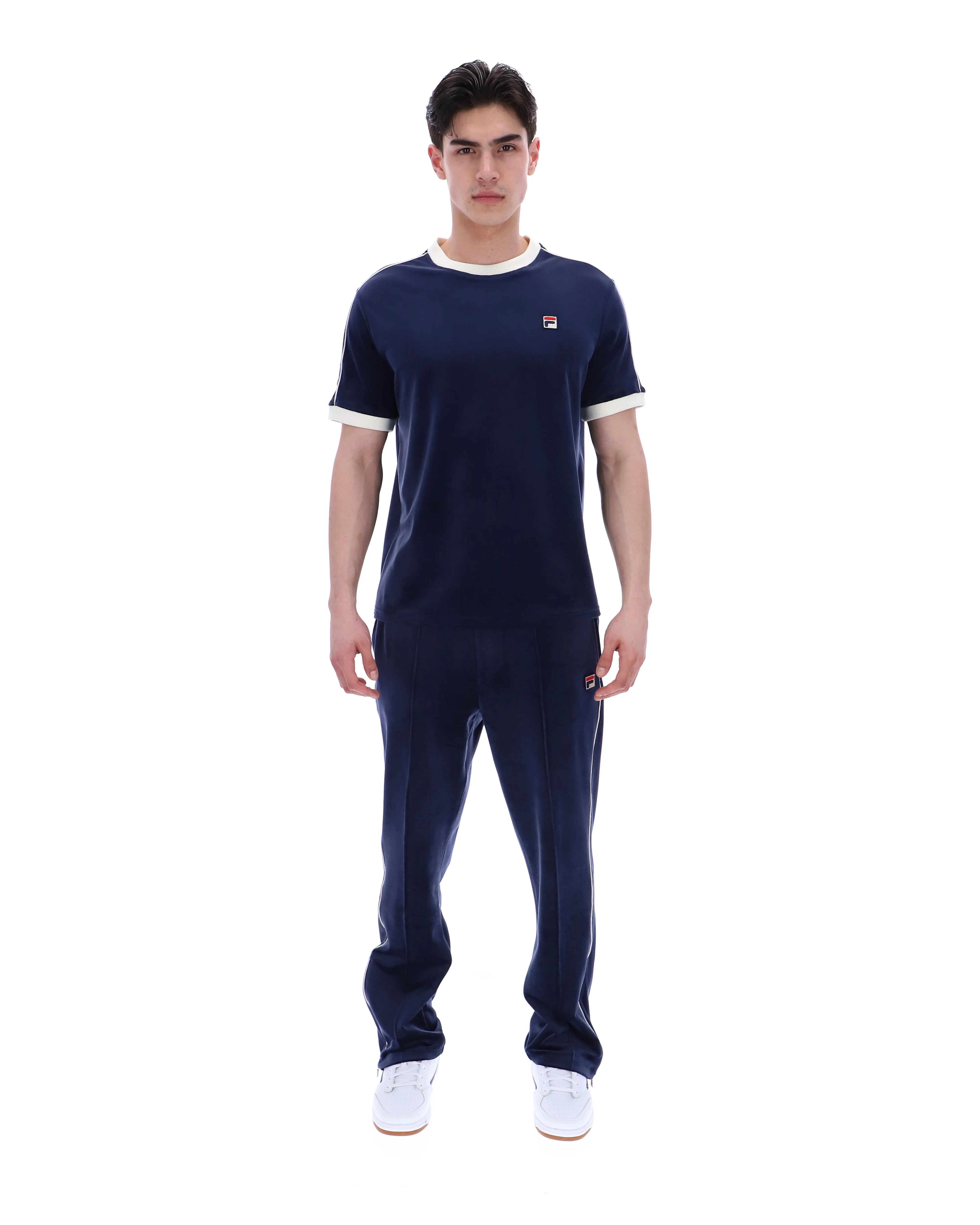Fila Basilio Velour T-Shirt Navy/Gardenia