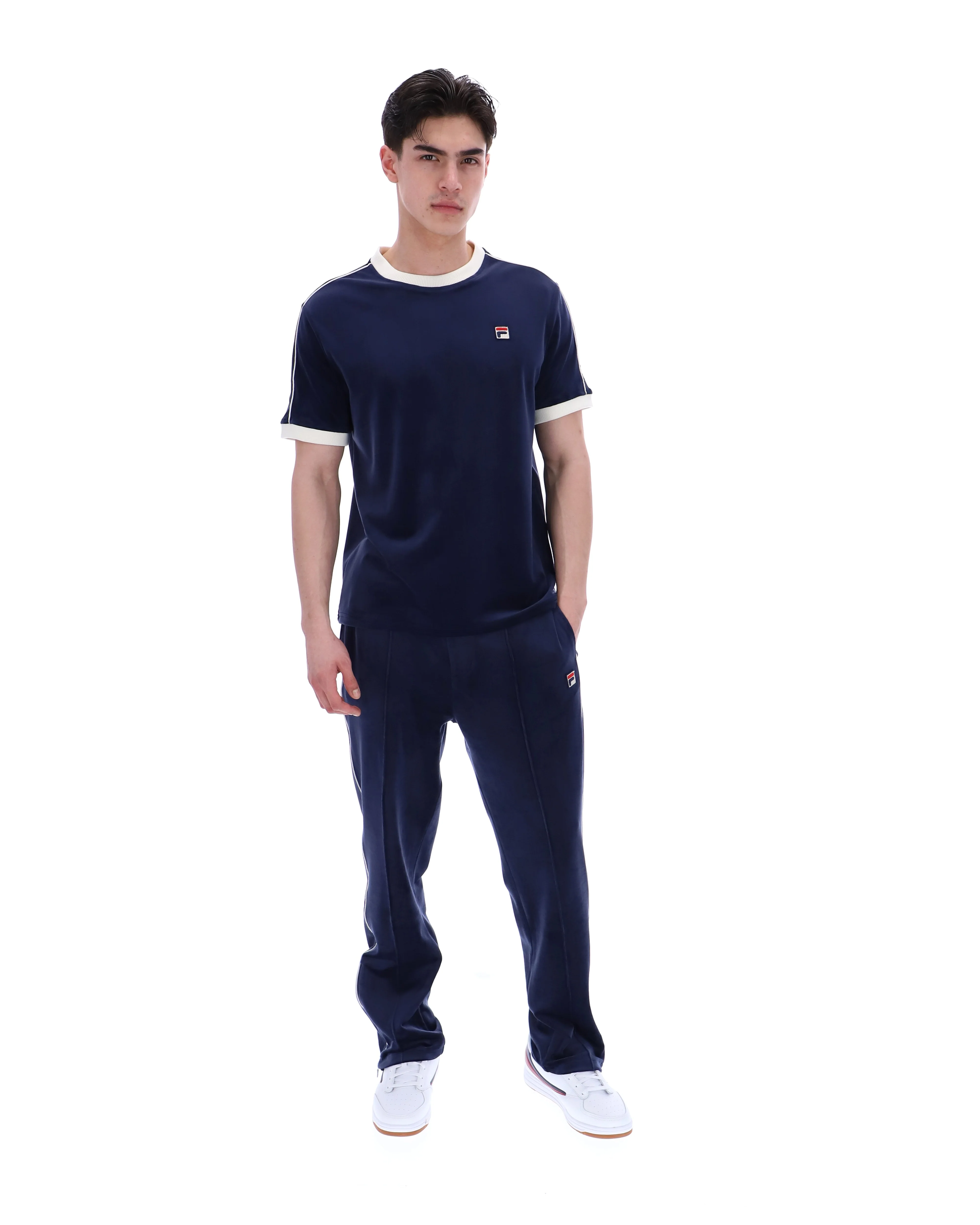 Fila Basilio Velour T-Shirt Navy/Gardenia - Image 2