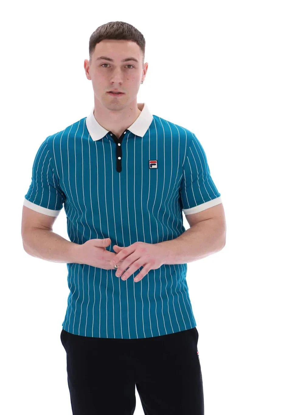 Fila BB1 Classic Vintage Striped Polo Deep Lagoon/Gardenia/Black