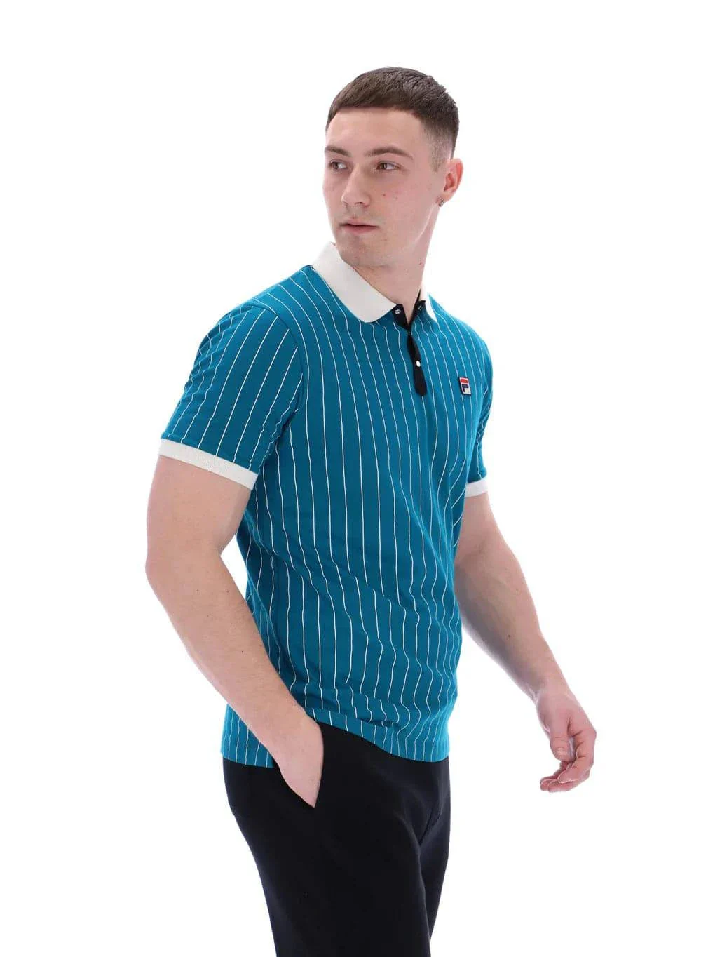 Fila BB1 Classic Vintage Striped Polo Deep Lagoon/Gardenia/Black - Image 3