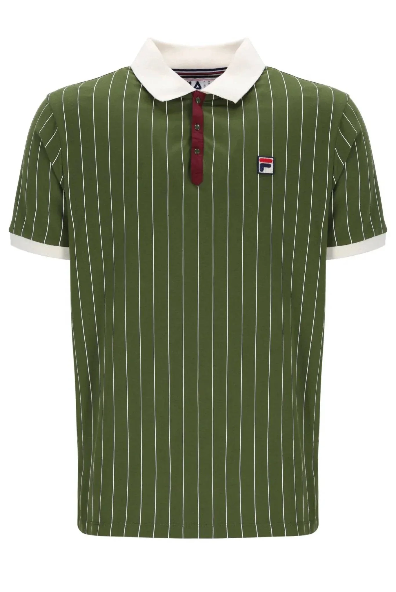 Fila BB1 Striped Polo In Chive/Gardenia/Windsor Wine - Image 3