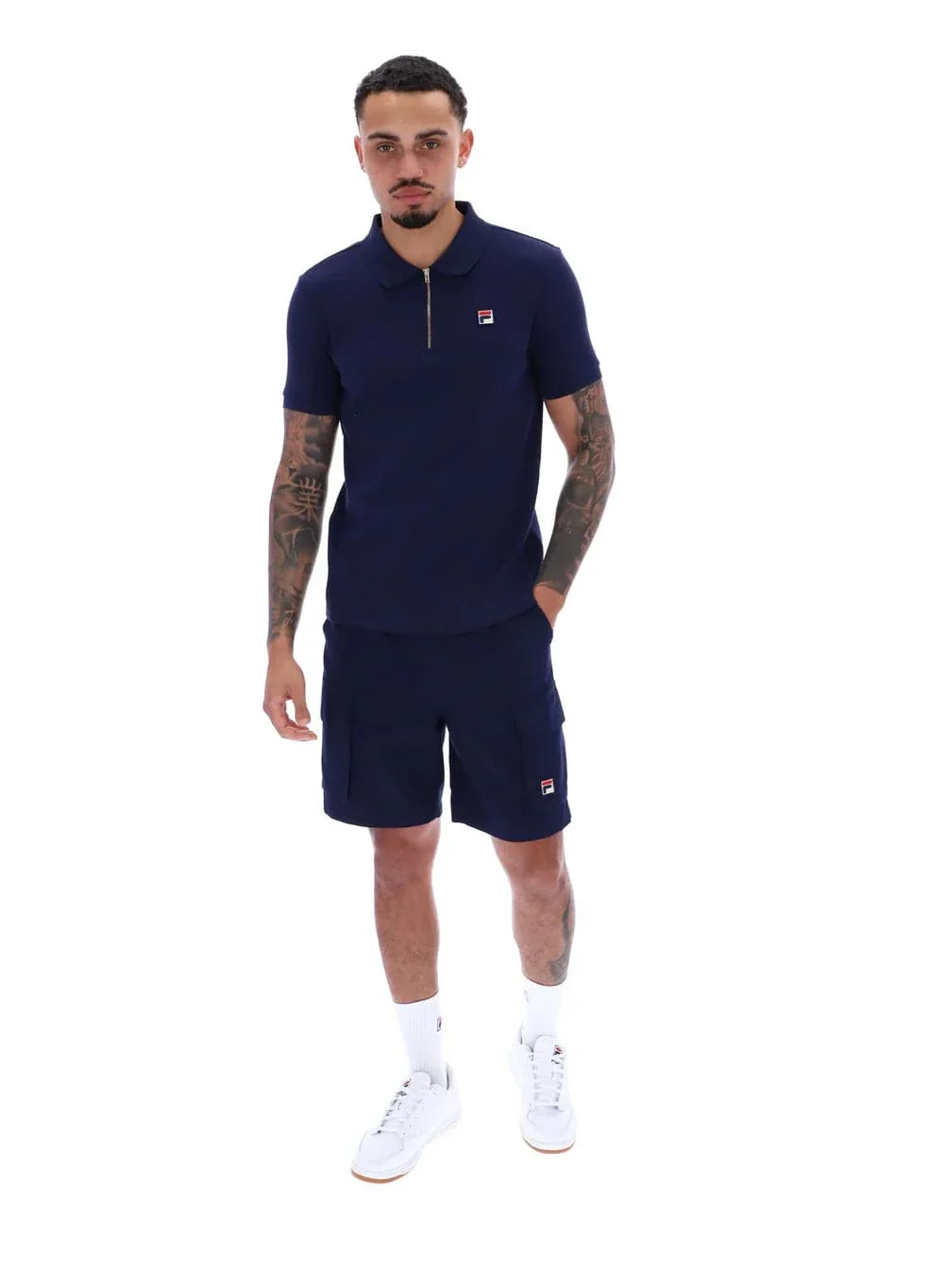 Fila Benjamin Micro Waffle Polo Navy - Image 3