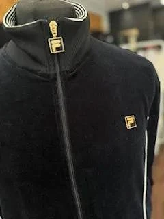 Fila Bosa Velour Track Top In Black/ Whitecap Gray - Image 3