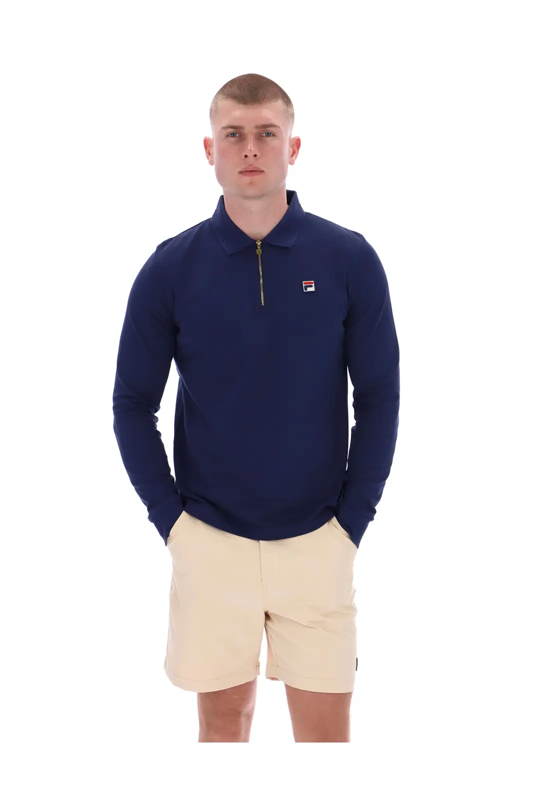 Fila Emiliano Long Sleeve Polo with Raised Tipping Navy - Image 2