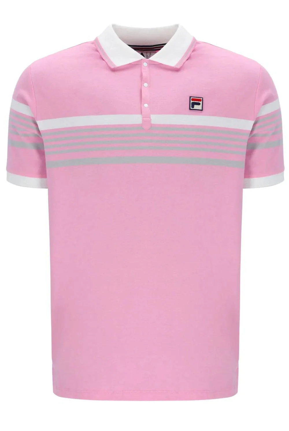 Fila Francis Yarn Dye Stripe Polo Shirt Prism Pink/White/High Rise - Image 3