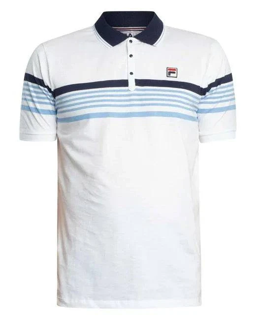 Fila Francis Yarn Dye Stripe Polo Shirt White/Navy/Vista Blue