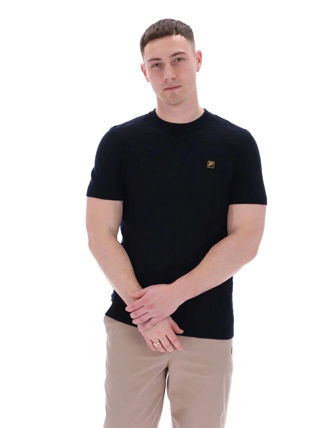 Fila Gold Campbell Square Knit T-Shirt Black - Image 3