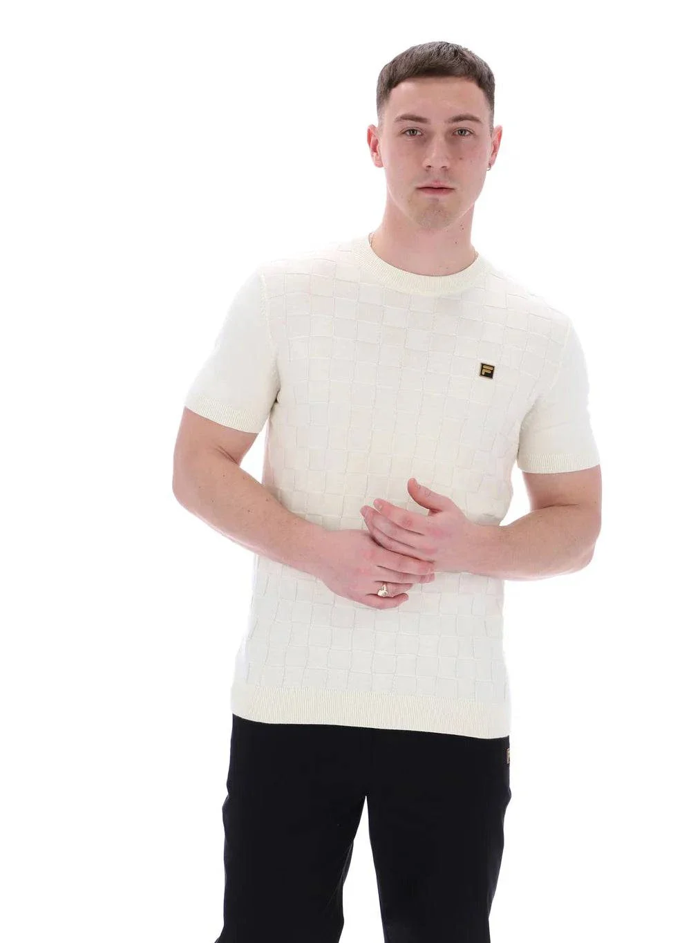 Fila Gold Campbell Square Knit T-Shirt Egret - Image 3