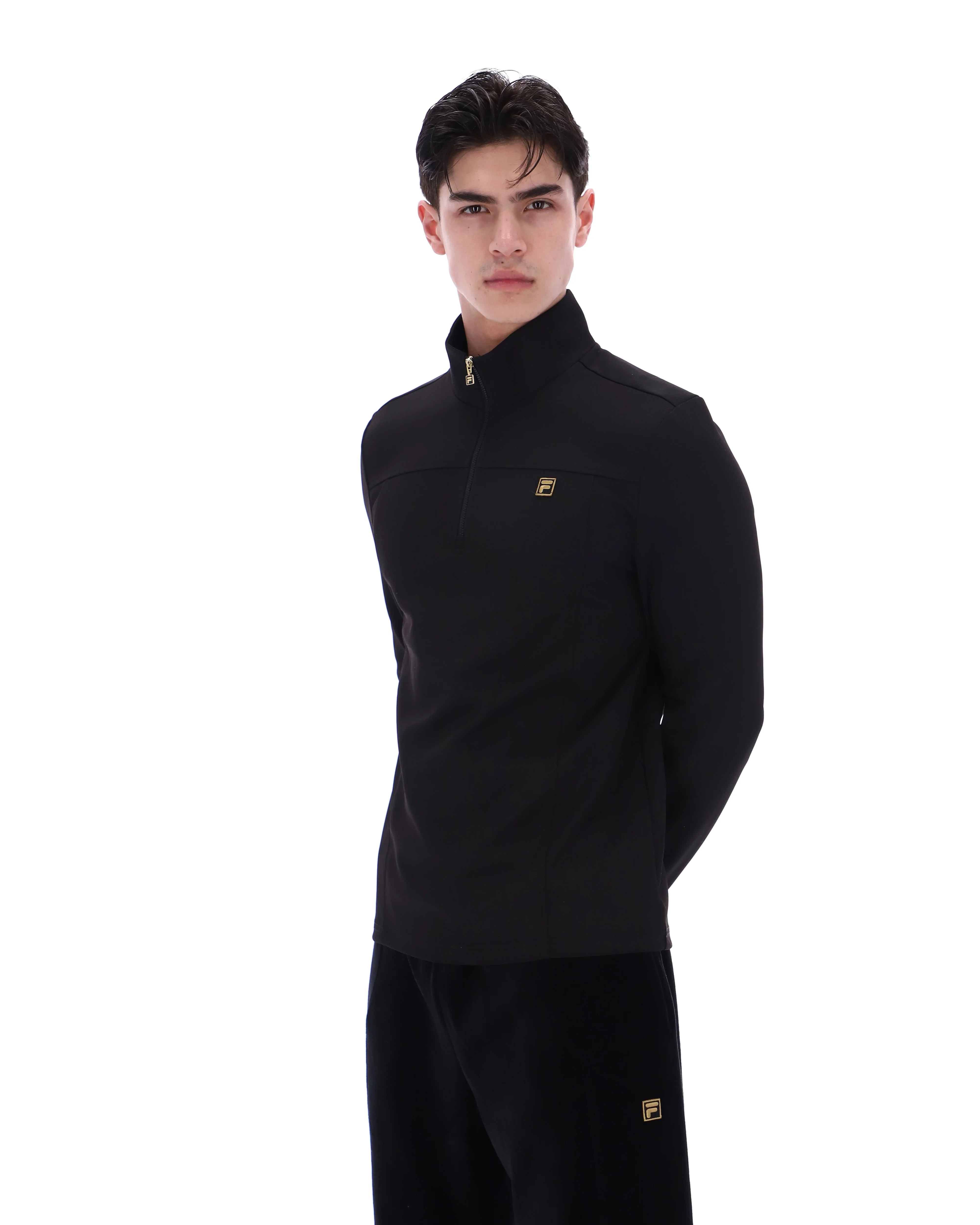 Fila Gold Hogan Quarter Zip Jumper Black - Image 2