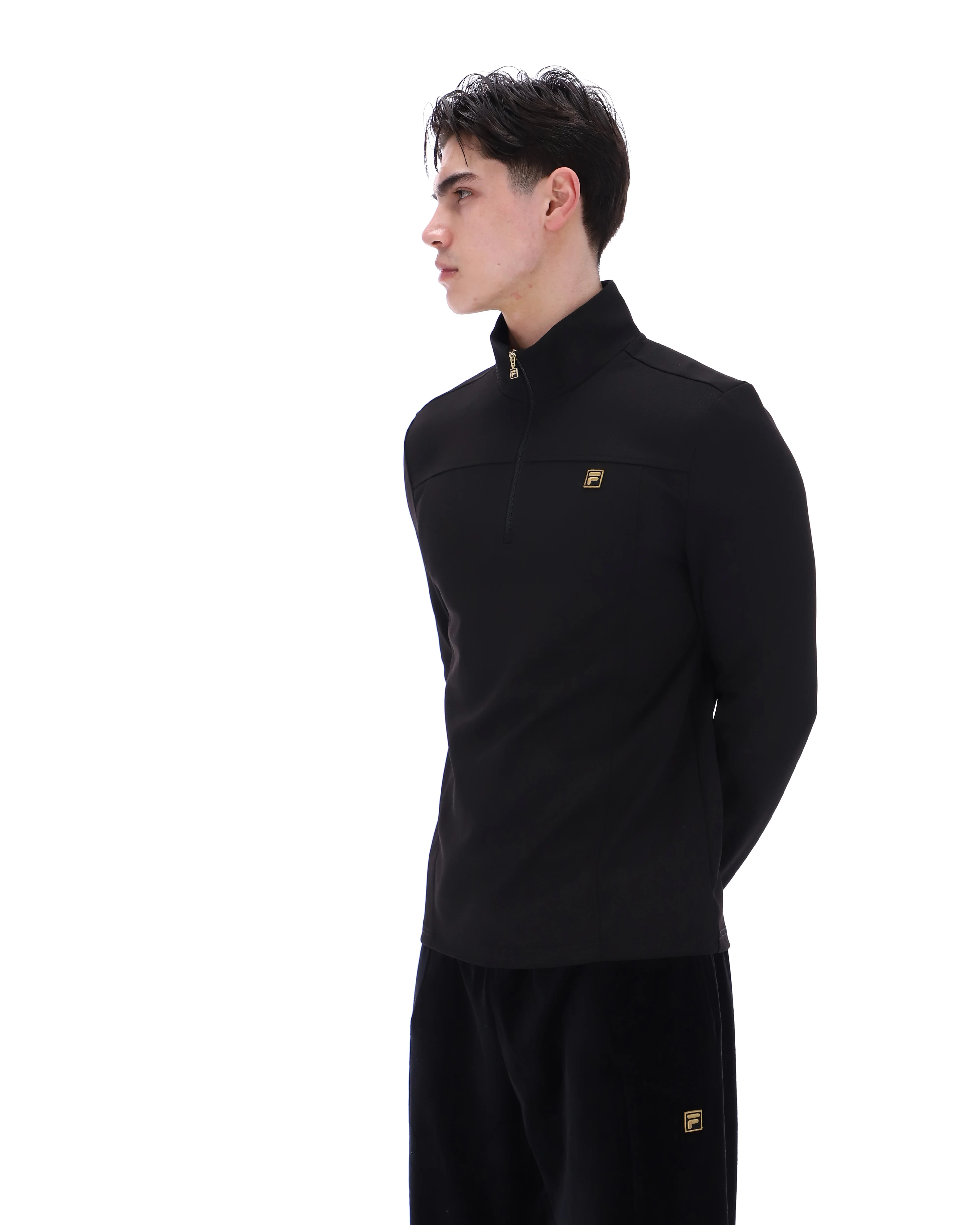 Fila Gold Hogan Quarter Zip Jumper Black - Image 3