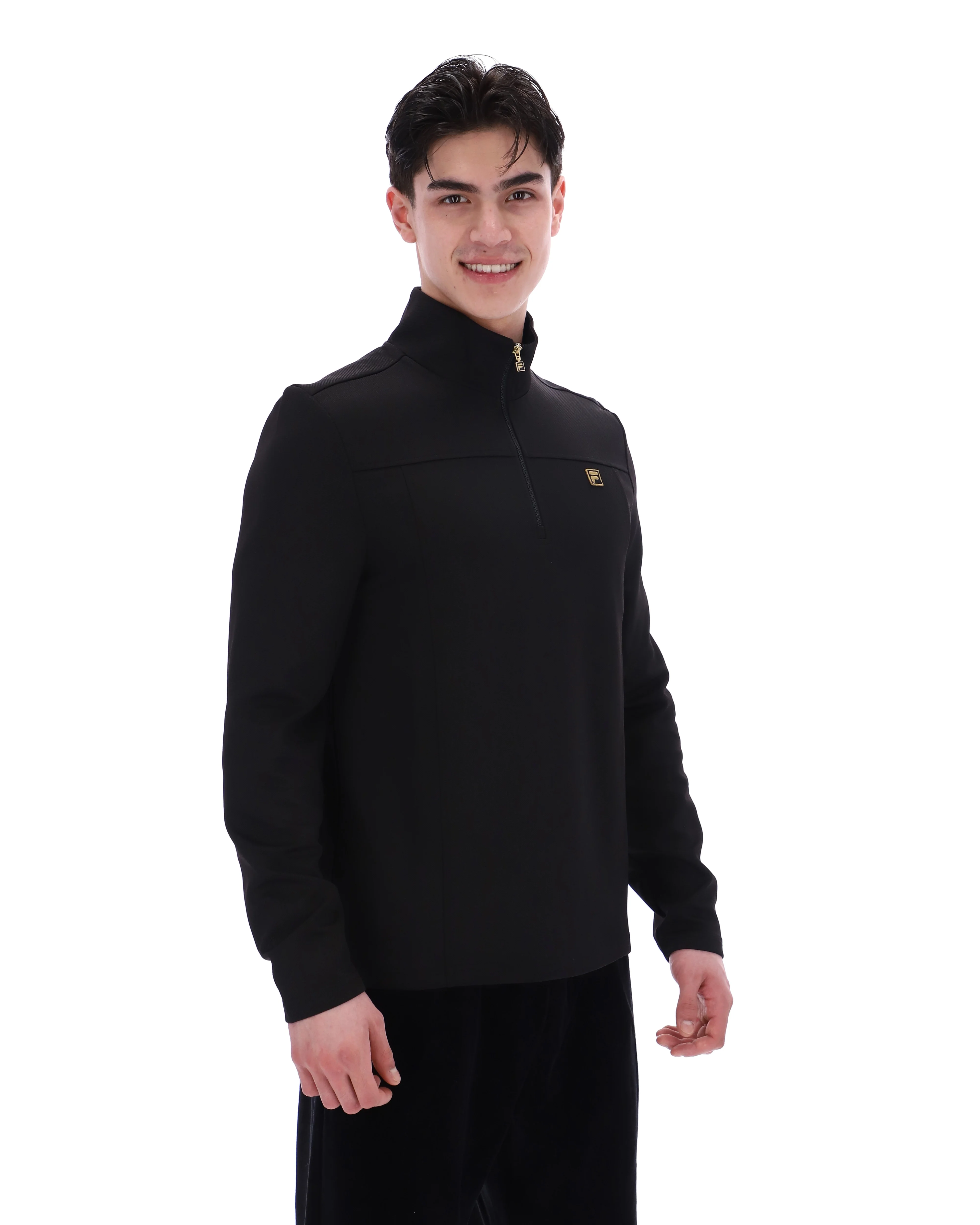 Fila Gold Hogan Quarter Zip Jumper Black - Image 4