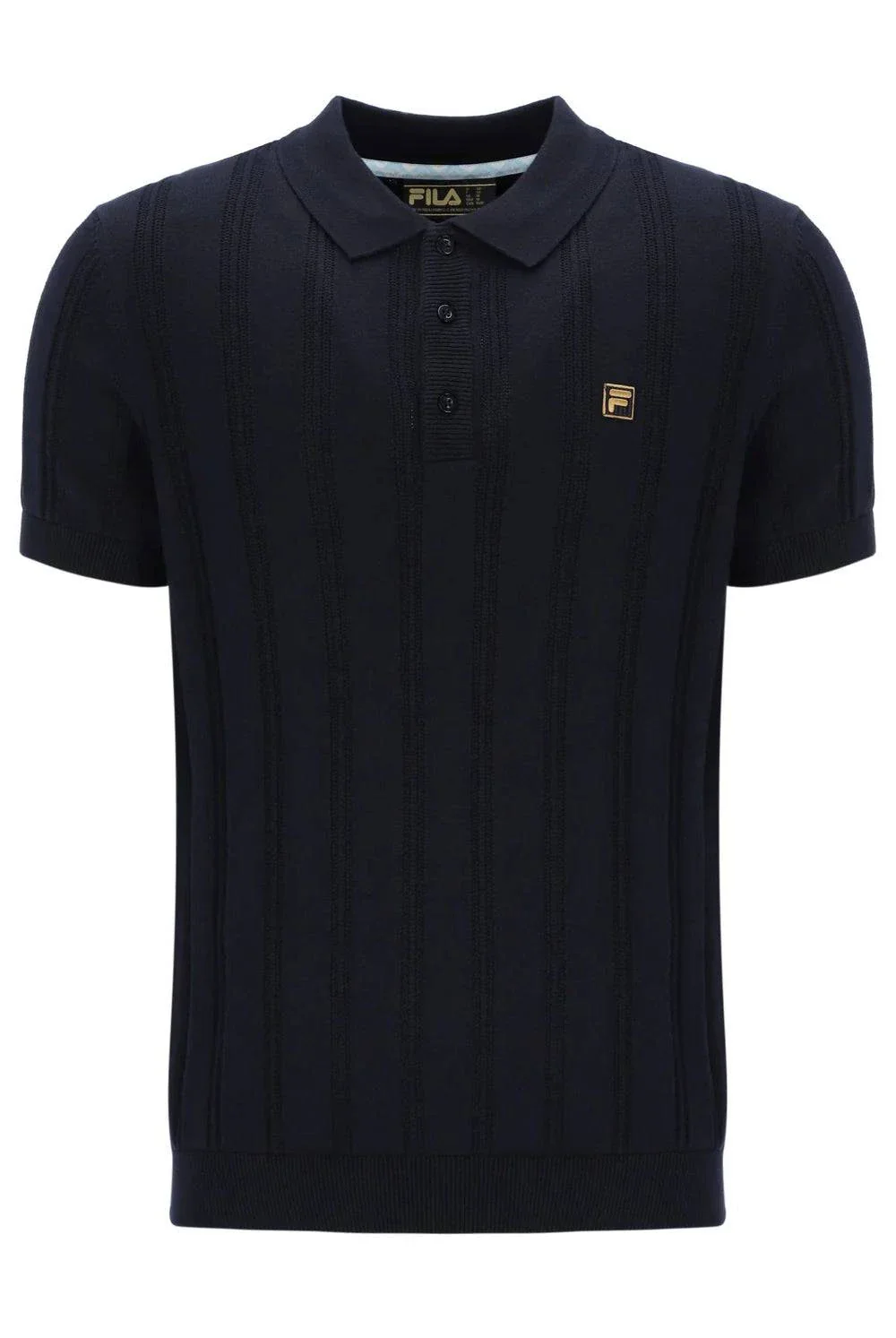 Fila Gold Kennedy Textured Stripe Knit Polo Black
