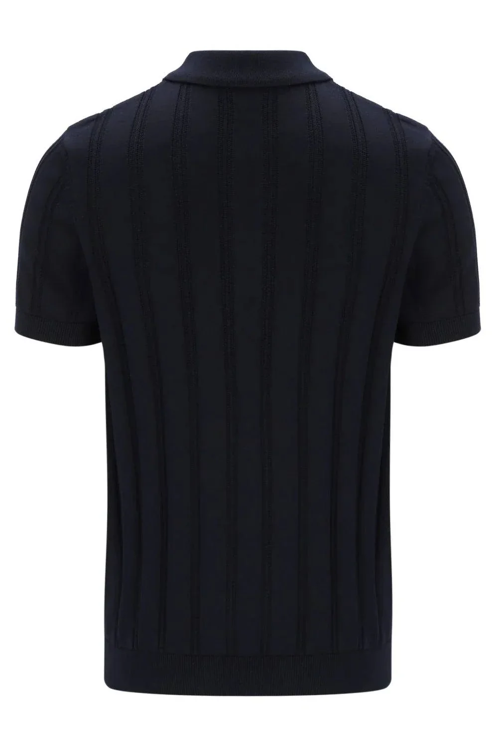 Fila Gold Kennedy Textured Stripe Knit Polo Black - Image 2