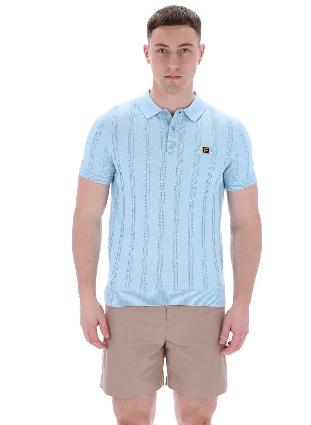 Fila Gold Kennedy Textured Stripe Knit Polo Summer Song - Image 3