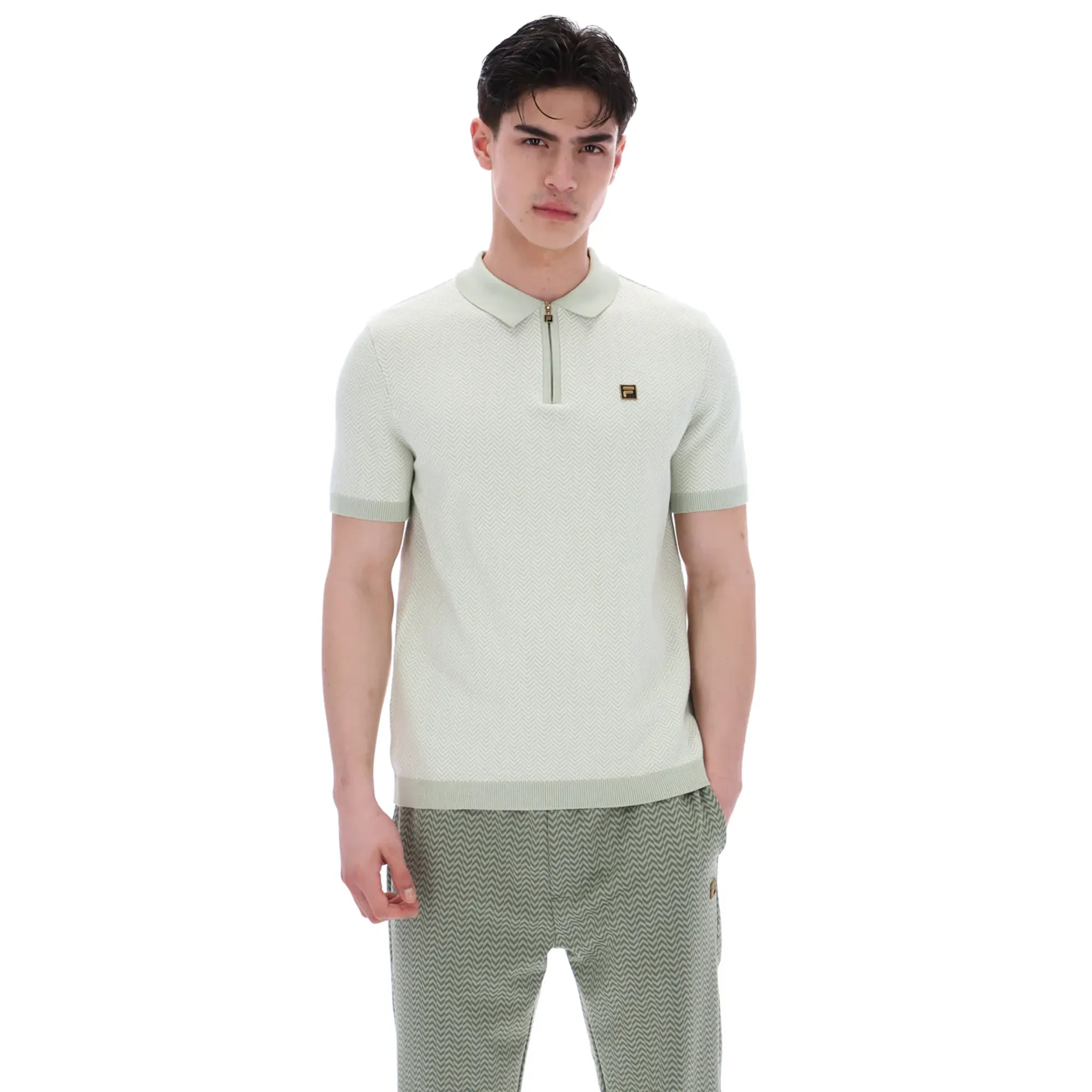 Fila Gold Marty Zip Polo Shirt Sea Foam - Image 2