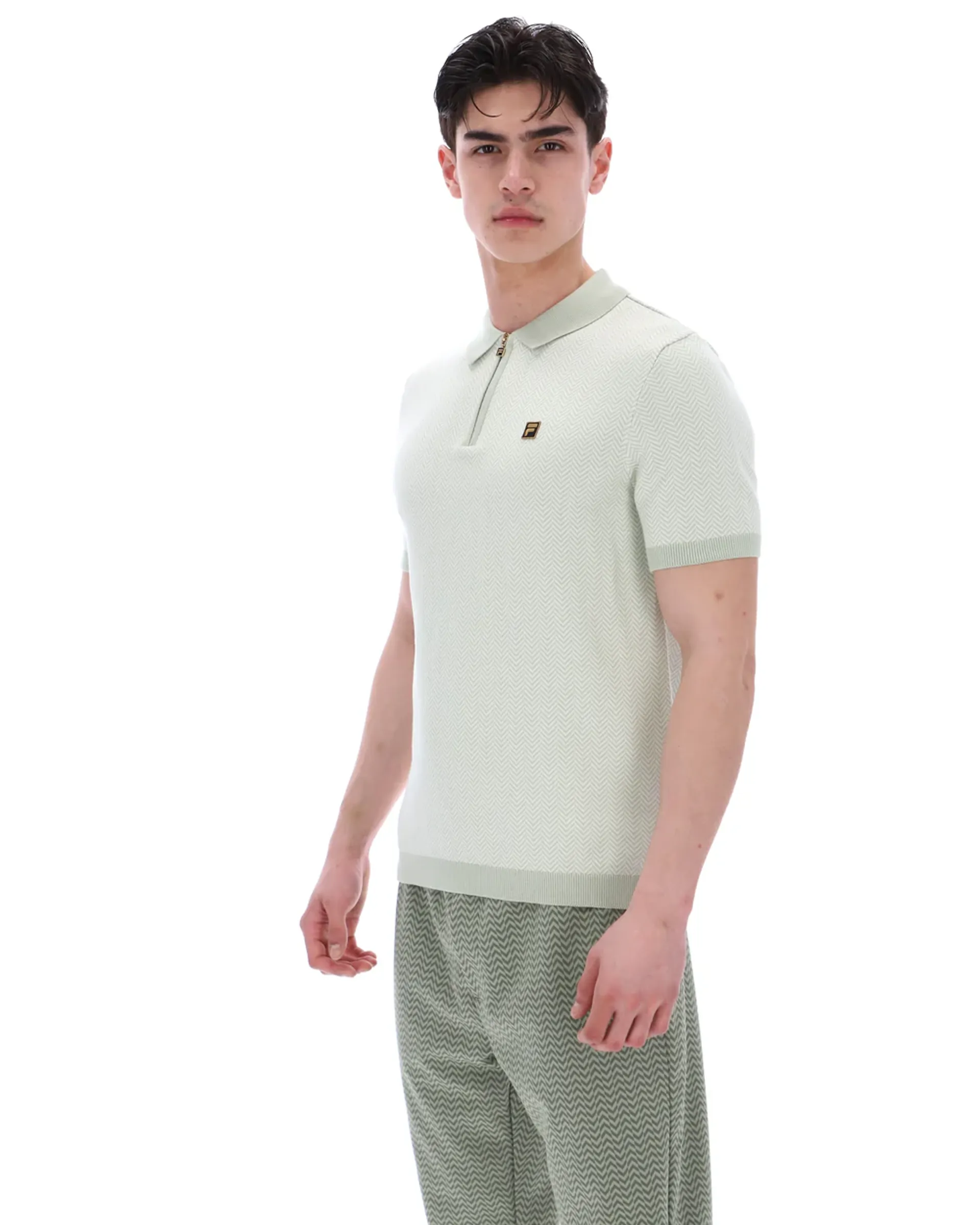Fila Gold Marty Zip Polo Shirt Sea Foam - Image 3