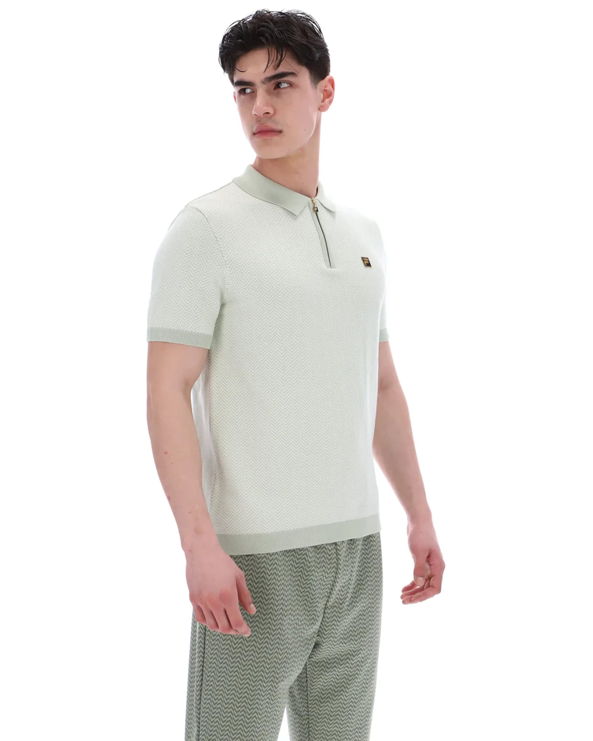 Fila Gold Marty Zip Polo Shirt Sea Foam - Image 4