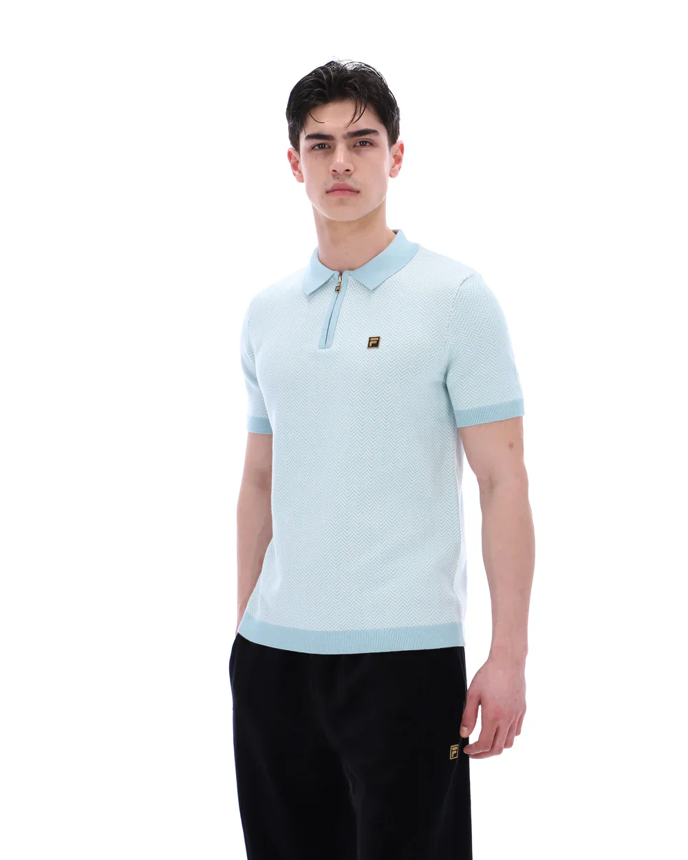 Fila Gold Marty Zip Polo Shirt Sterling Blue - Image 3