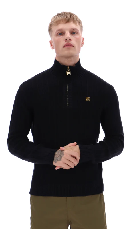 Fila Gold Stevie Quarter Zip Knitted Jumper Black