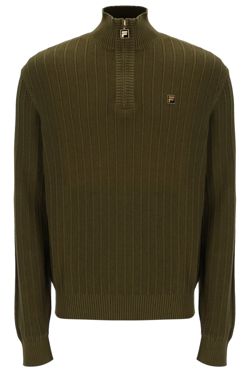 Fila Gold Stevie Quarter Zip Knitted Jumper Dark Olive