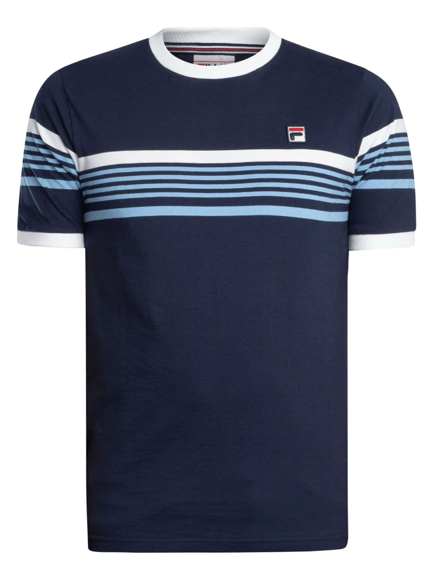 Fila James Yarn Dye Stripe T-Shirt Navy/White/Vista Blue
