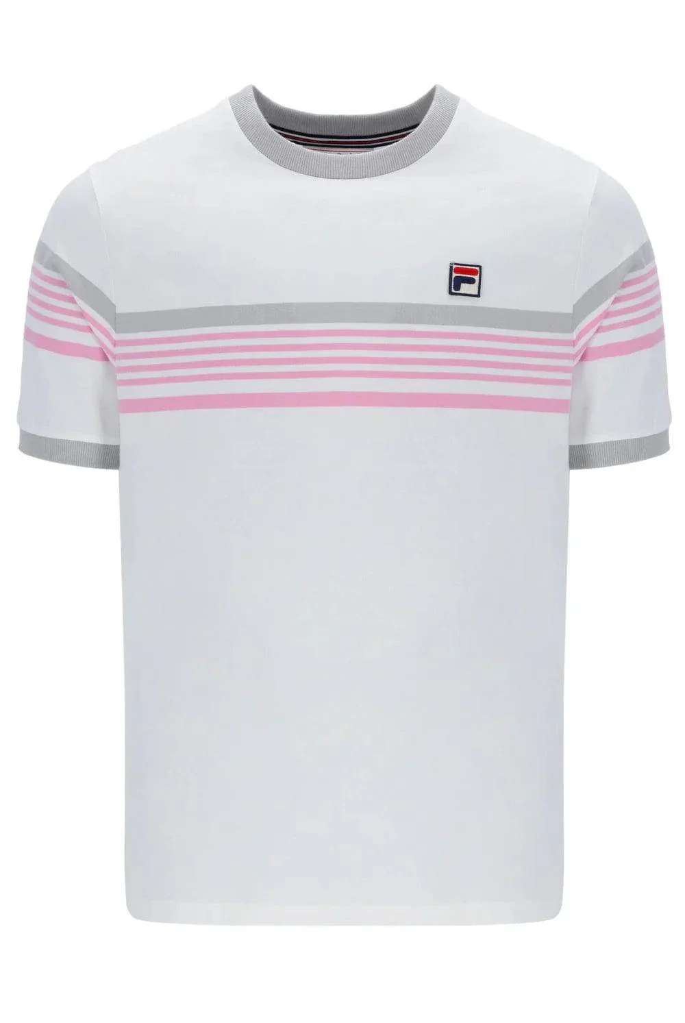 Fila James Yarn Dye Stripe T-Shirt White/High Rise/Prism Pink - Image 3