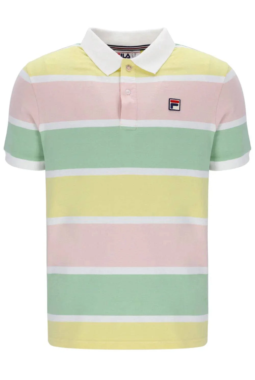 Fila Jas Striped Polo Shirt Pink Chalk/Hemlock/Lemonade/White