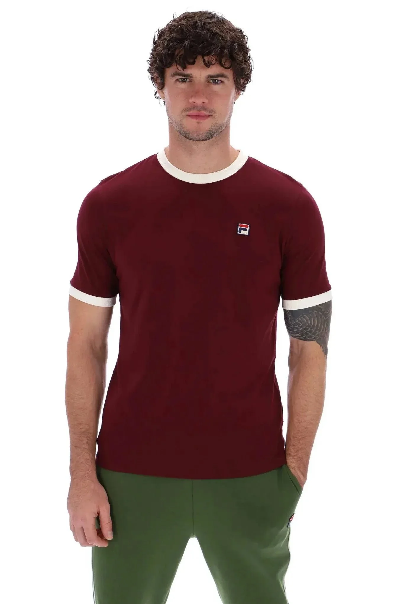 Fila Marconi T-Shirt In Windsor Wine/Gardenia - Image 3