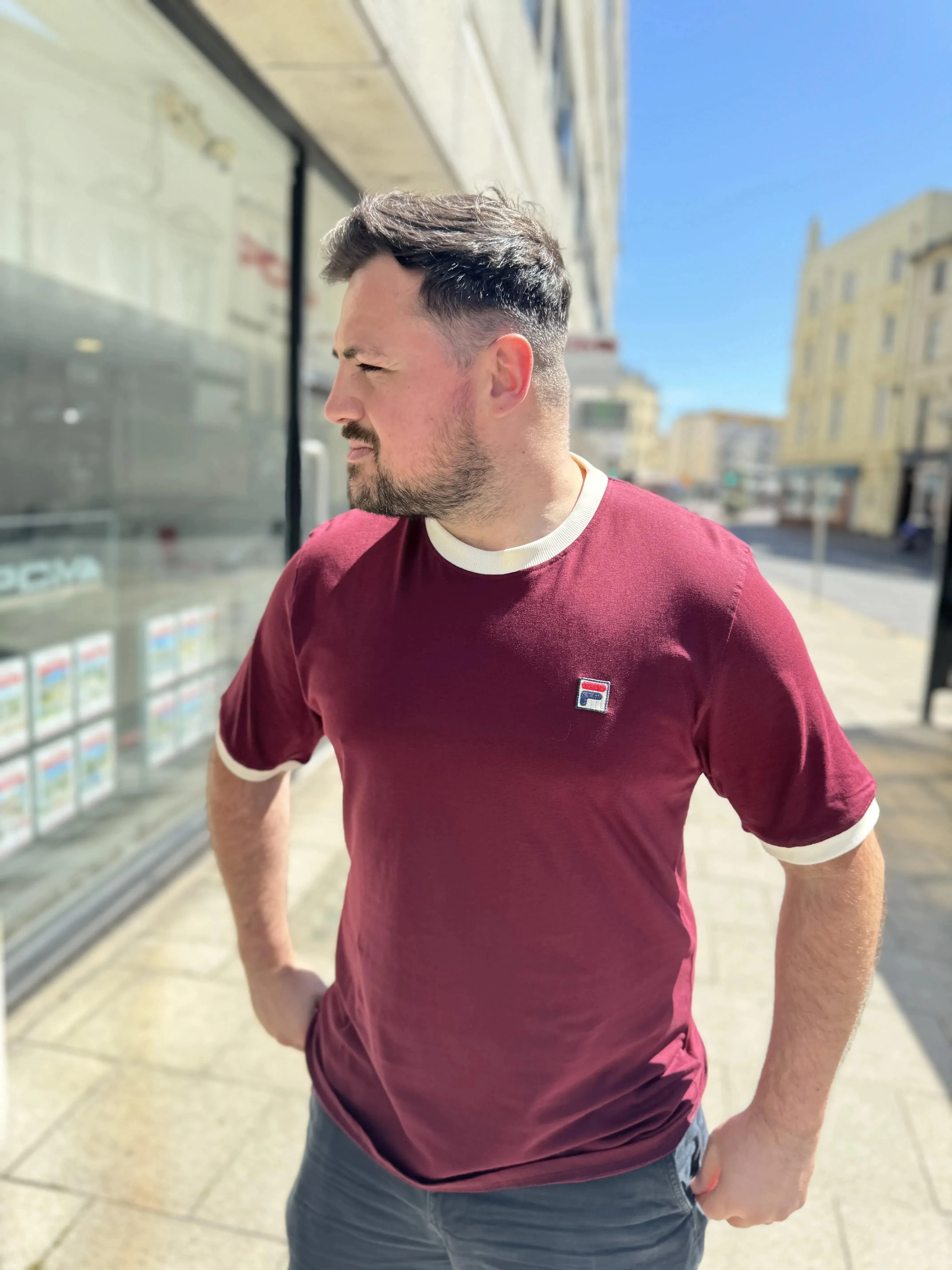 Fila Marconi T-Shirt In Windsor Wine/Gardenia - Image 4