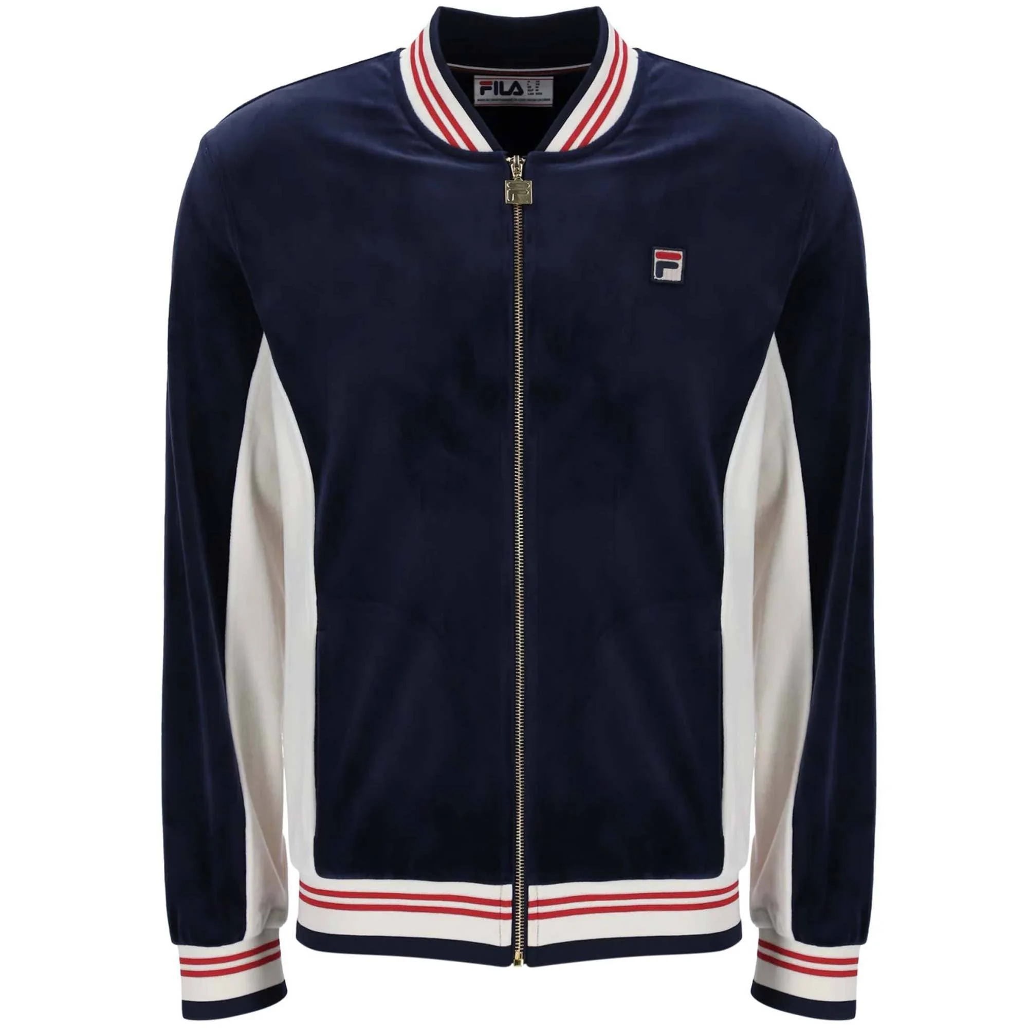 Fila Miguel Velour Track Top in Navy/White/Red