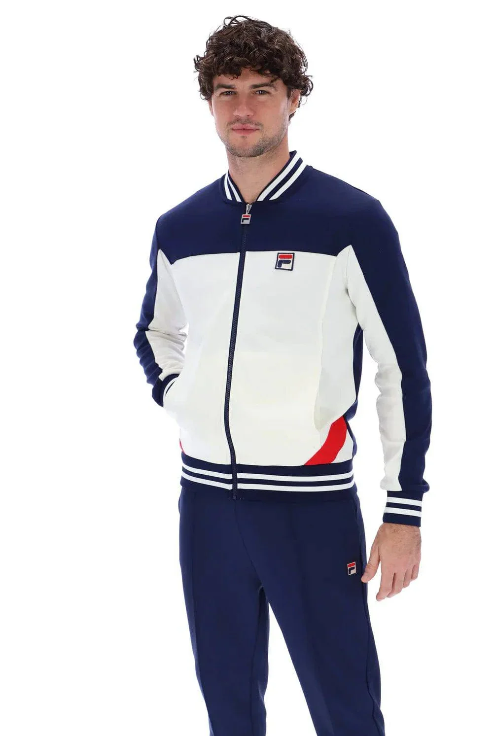 Fila Oceana Panelled Track Top Gardenia/Navy/Red - Image 3